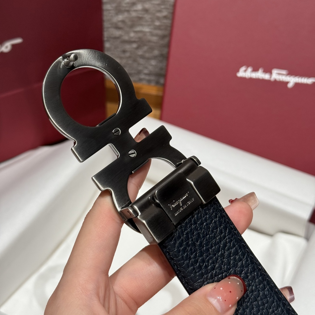 Leather Belt Cow Leather Gray Adjustable M