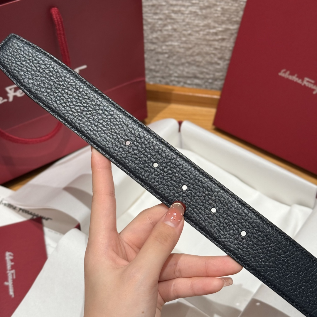 Leather Belt Cow Leather Gray Adjustable M