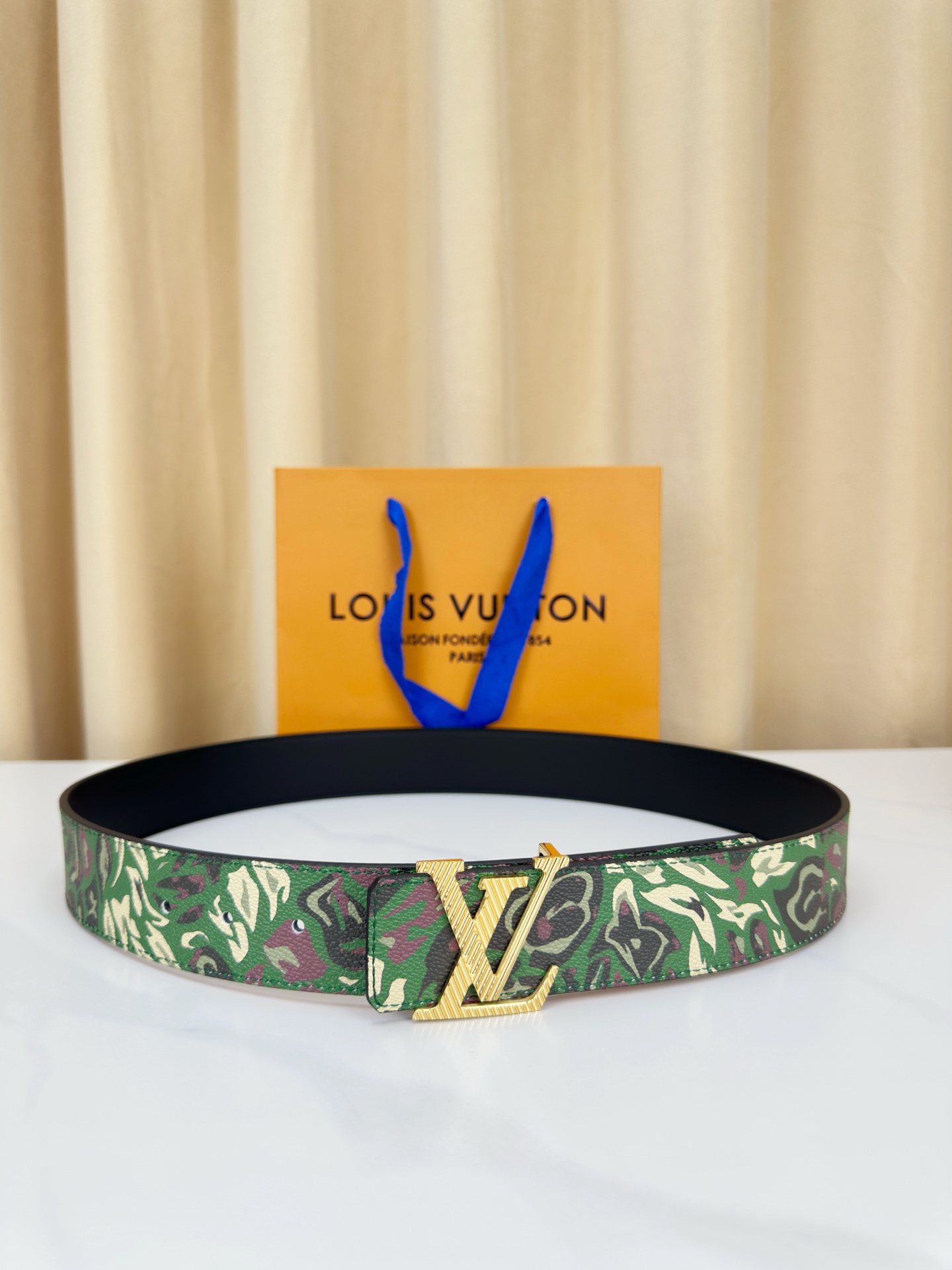 Louis Vuitton Leather Belt Canvas Wide Width M-l