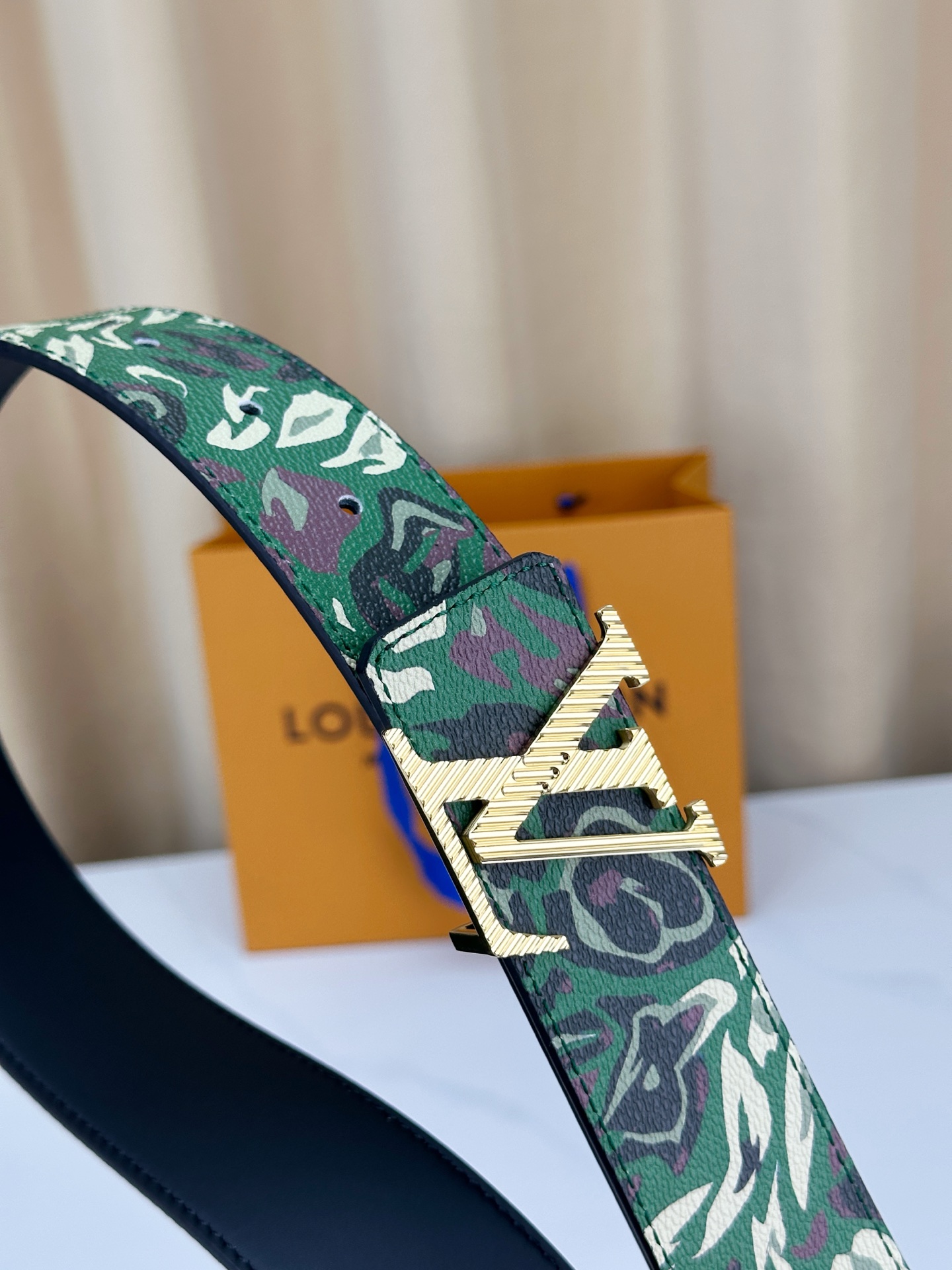 Louis Vuitton Leather Belt Canvas Wide Width M-l