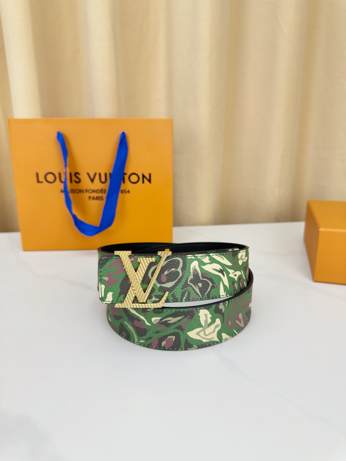 Louis Vuitton Leather Belt Canvas Wide Width M-l