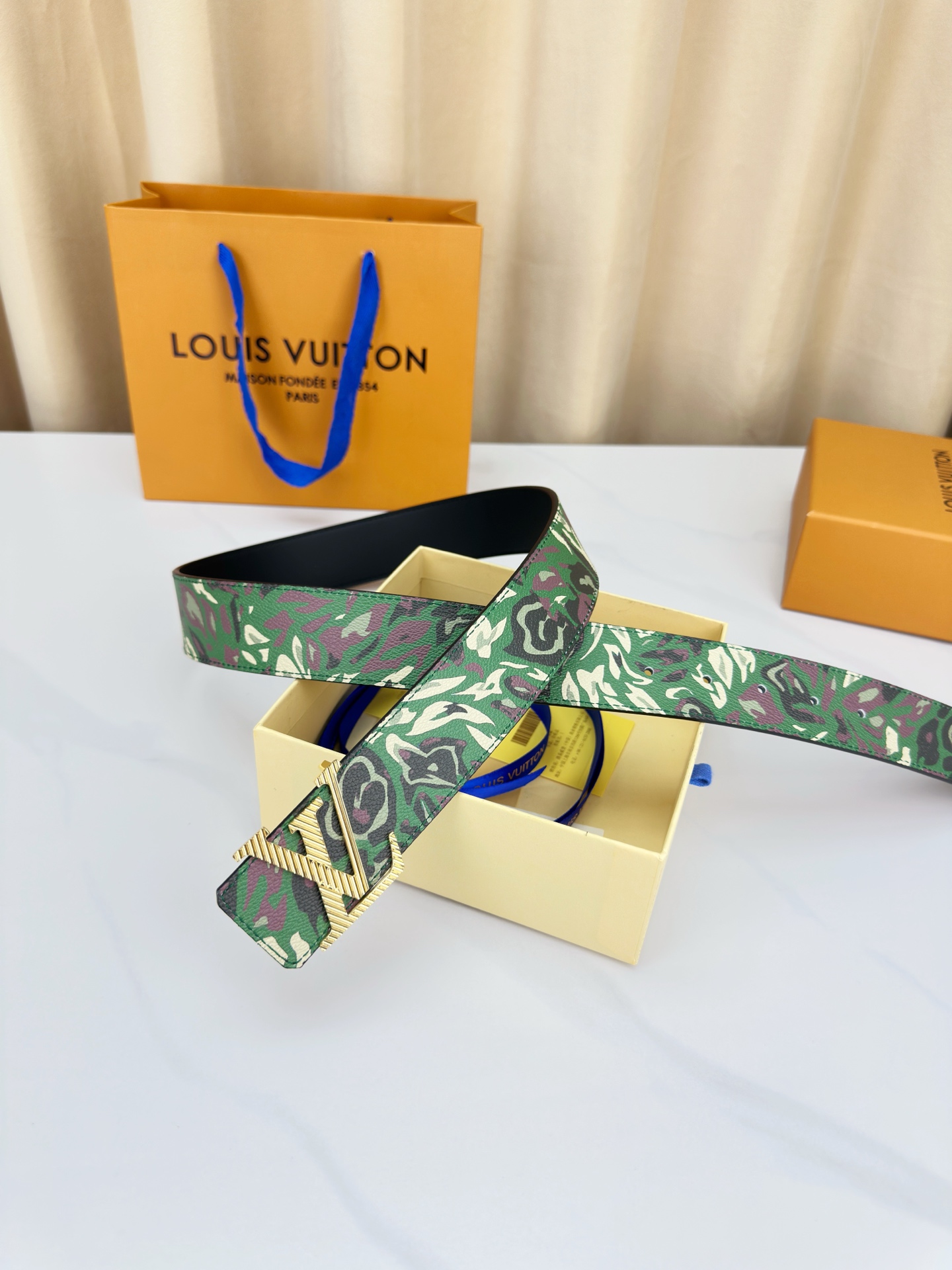 Louis Vuitton Leather Belt Canvas Wide Width M-l