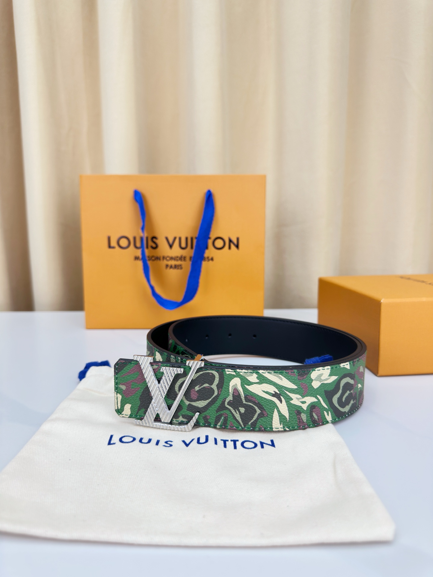 Louis Vuitton Leather Belt Canvas Wide Width M-l