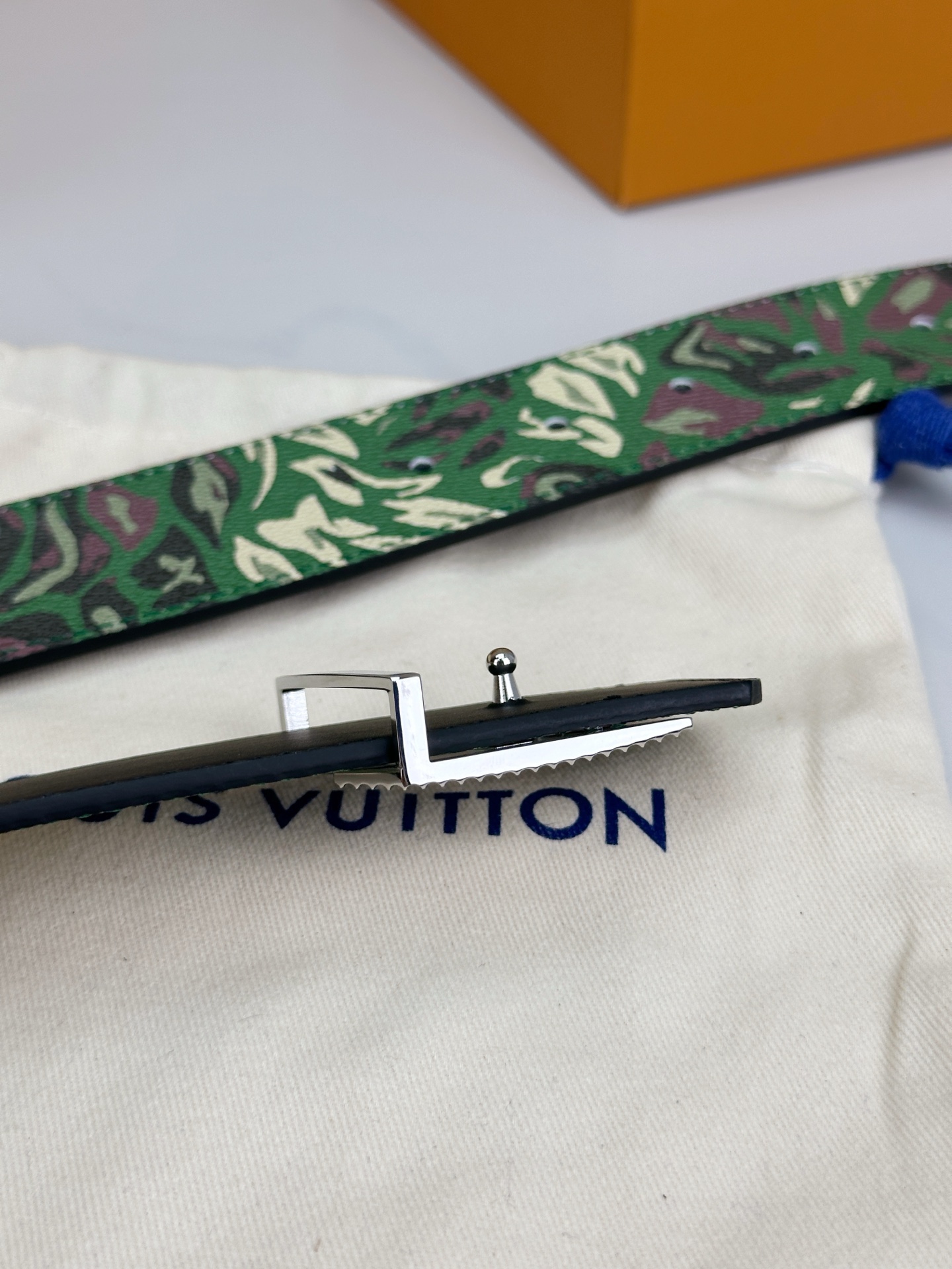 Louis Vuitton Leather Belt Canvas Wide Width M-l