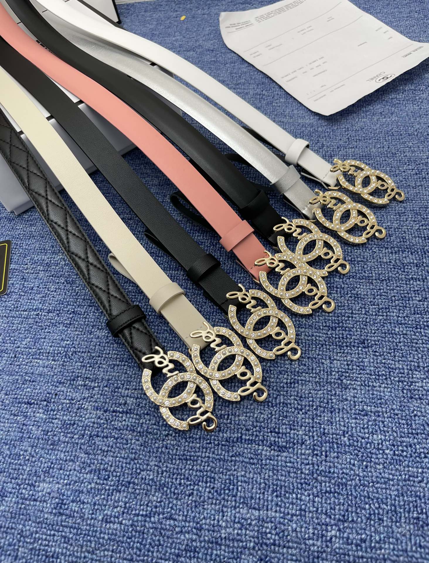 Chanel Leather Belt Cow Leather Silver Adjustable