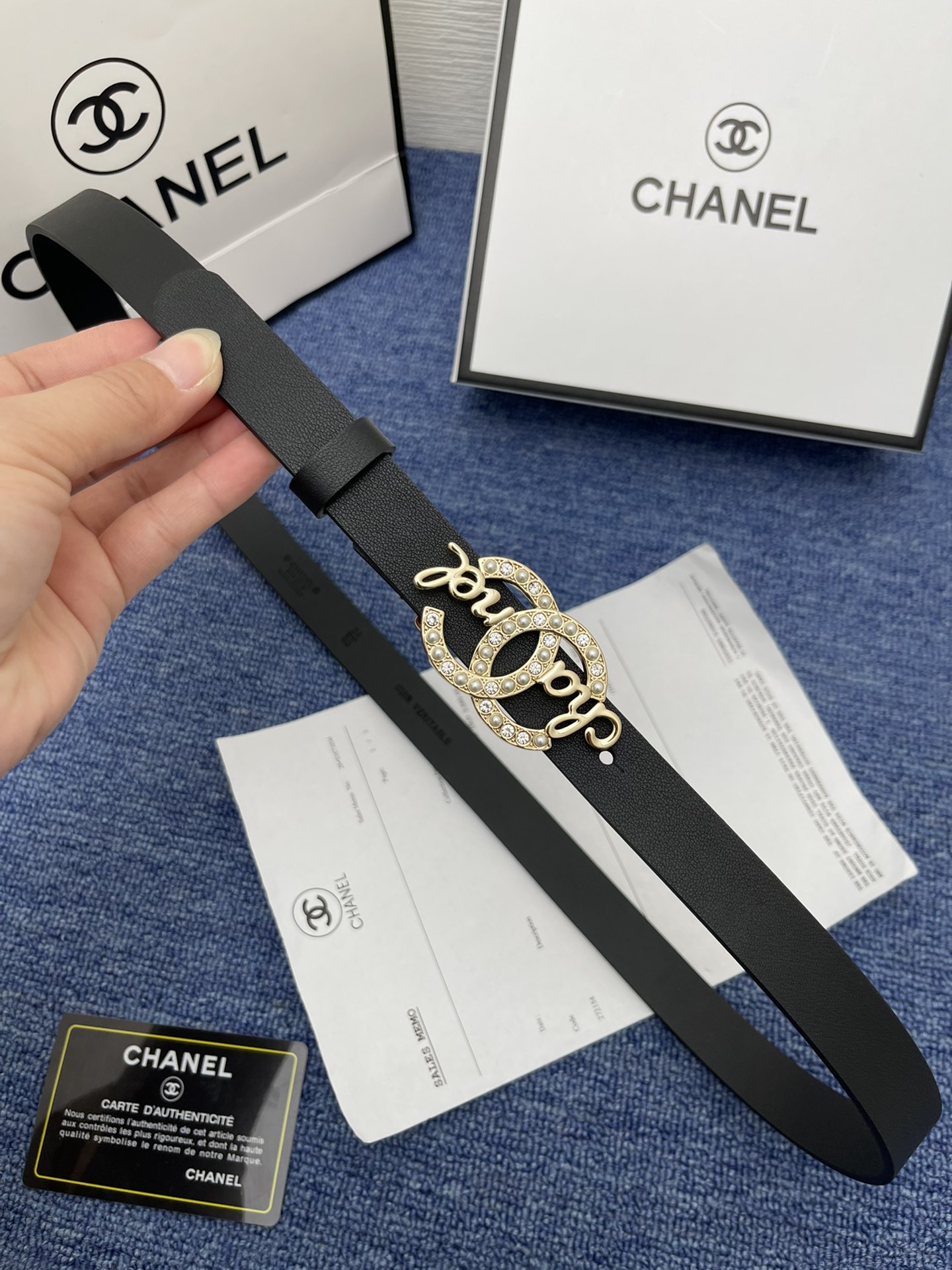 Chanel Leather Belt Cow Leather Silver Adjustable