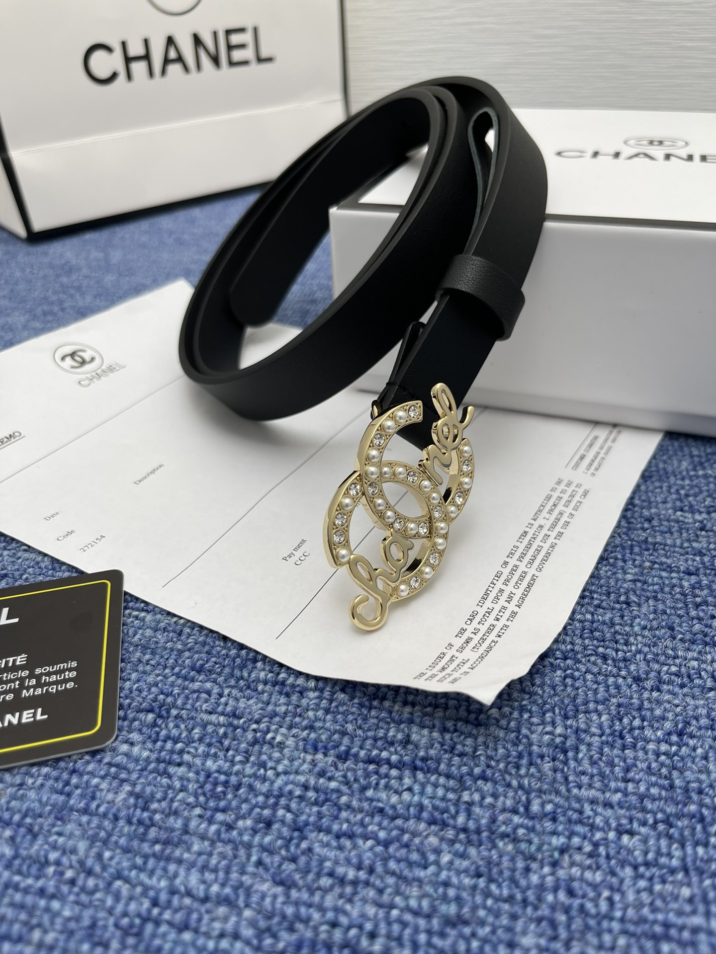 Chanel Leather Belt Cow Leather Silver Adjustable