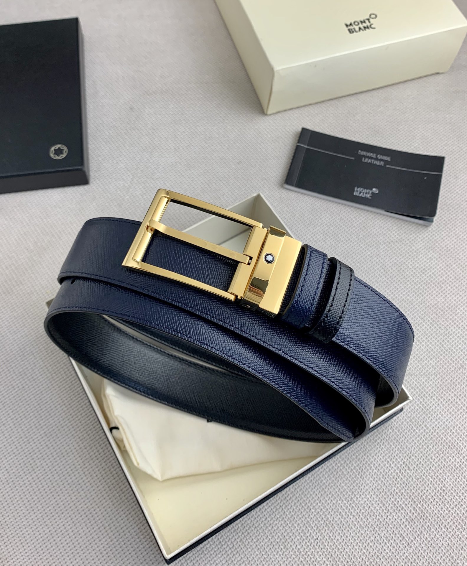 Montblanc Basic Belt Cow Leather Silver 125cm-s-m