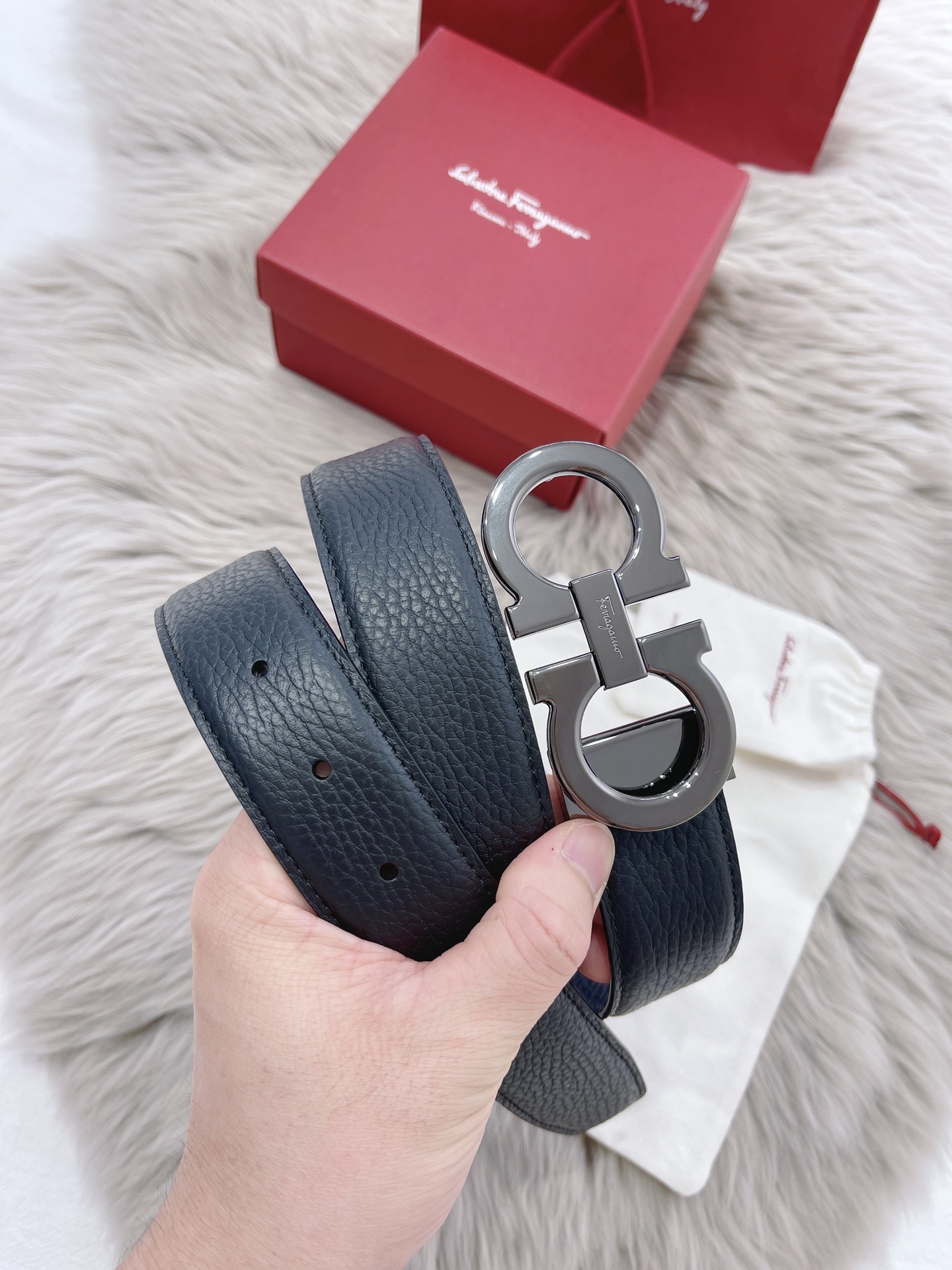 Salvatore Ferragamo Male Leather Belt 13514-m