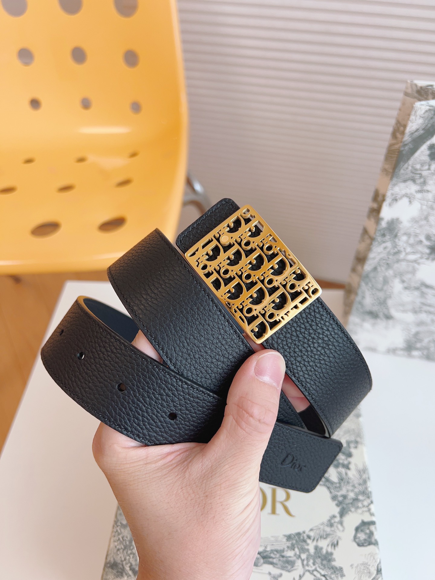 Dior Male Leather Belt Top Grain Leather 35mm