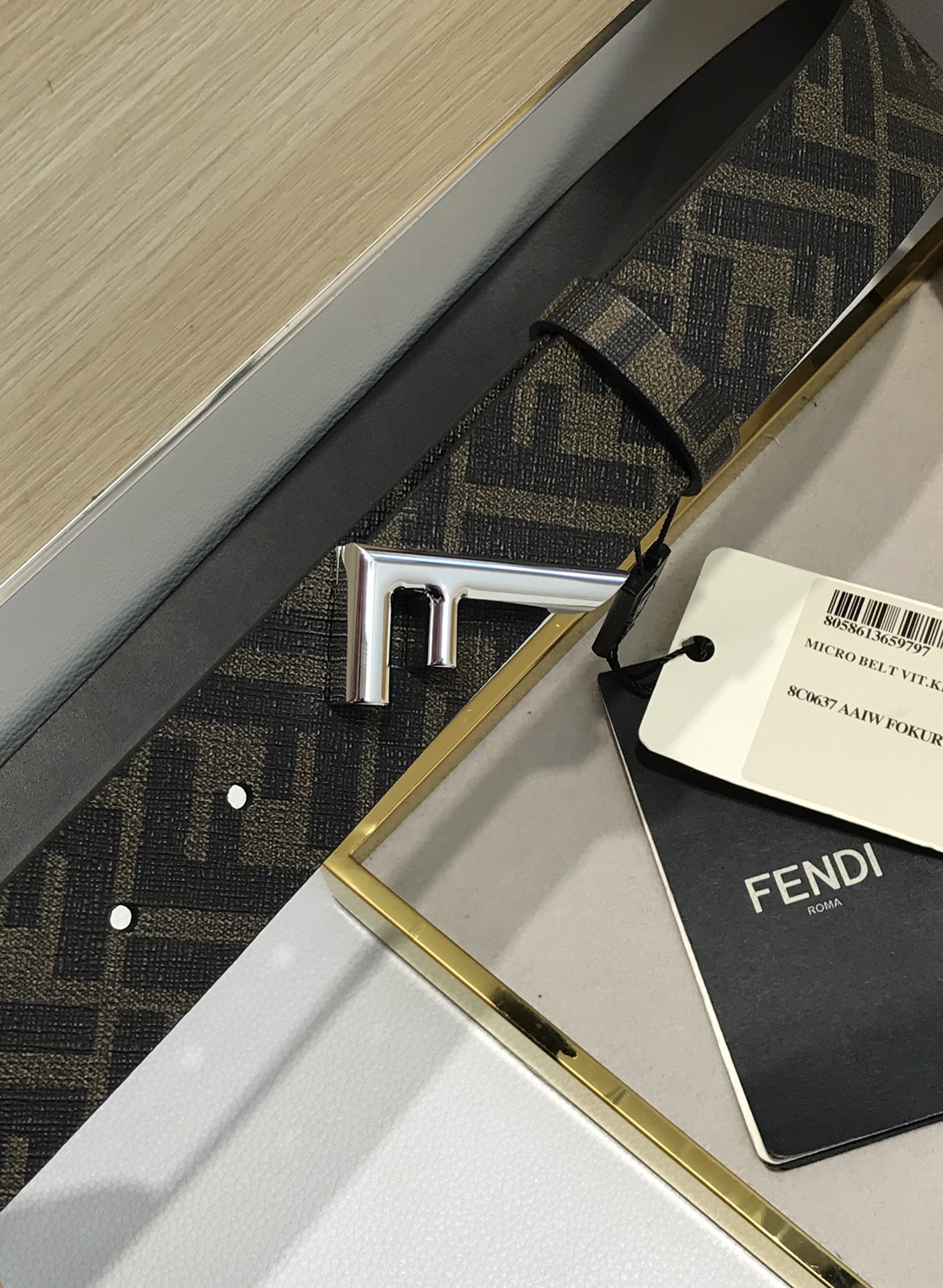 Fendi Leather Belt Cow Leather Black 35mm