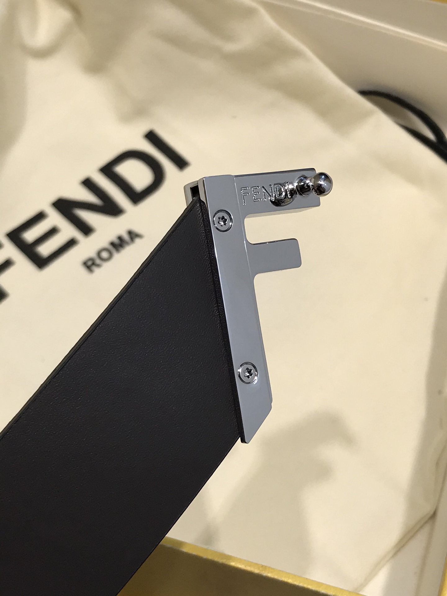 Fendi Leather Belt Cow Leather Black 35mm