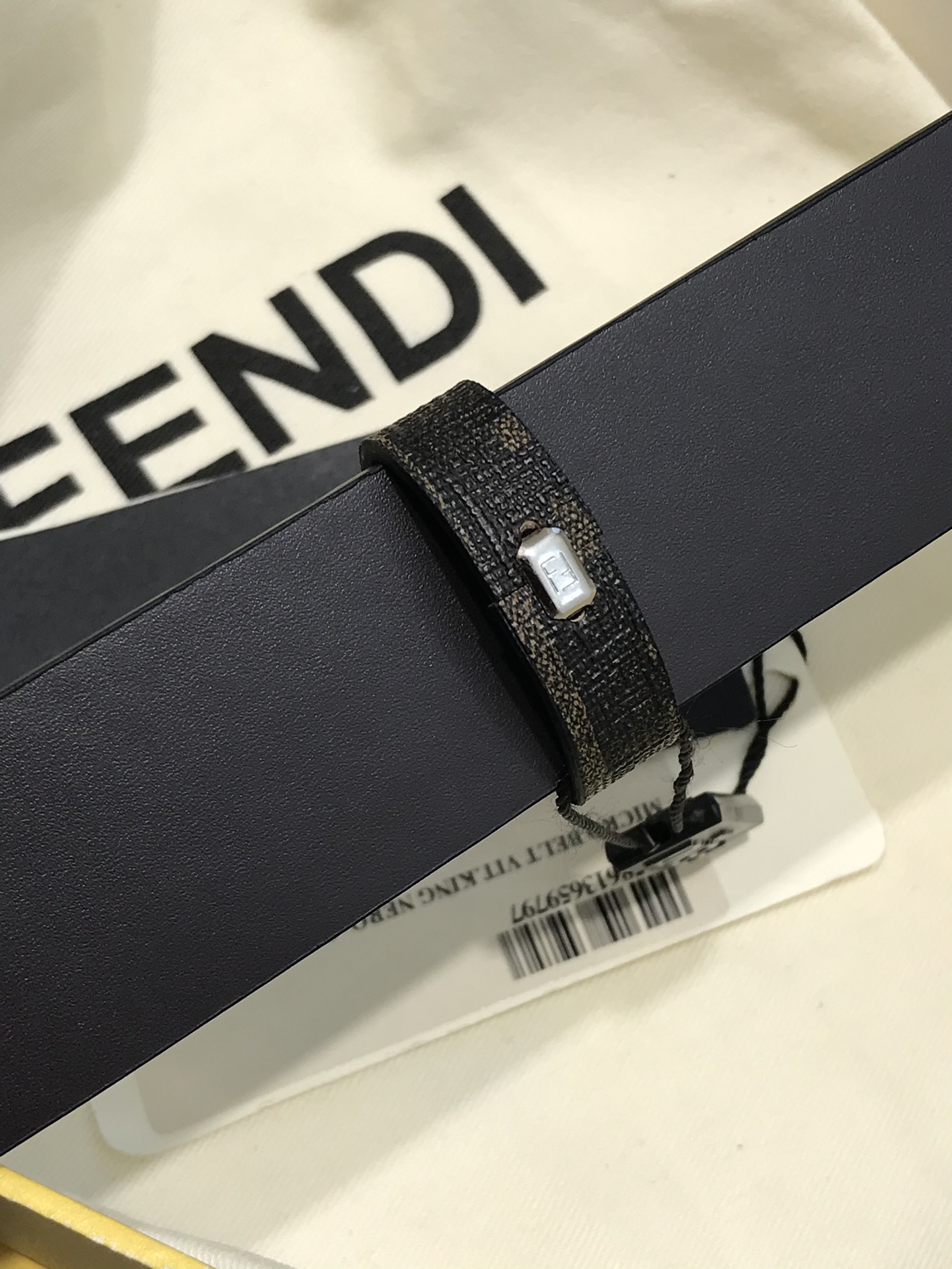 Fendi Leather Belt Cow Leather Black 35mm