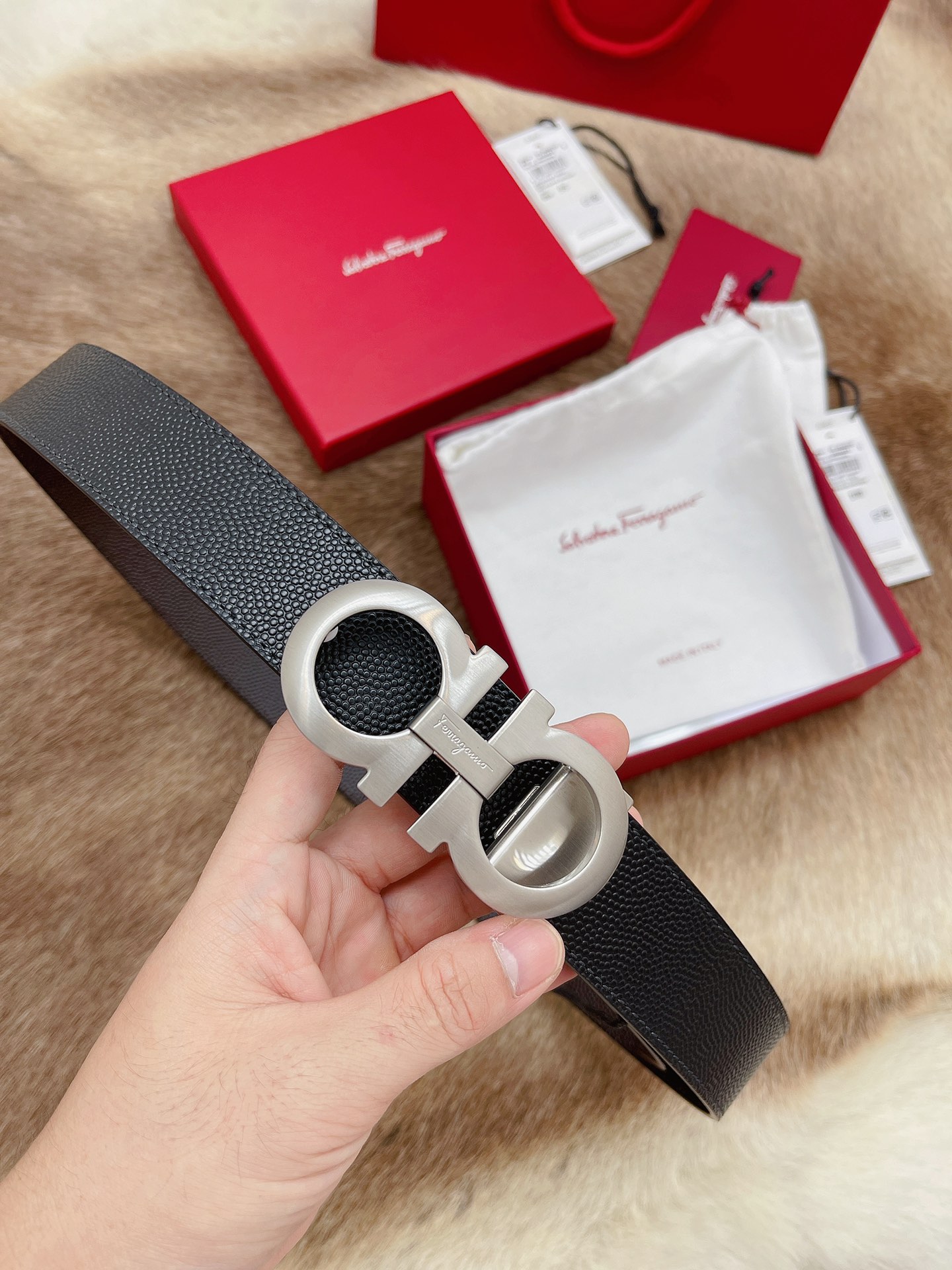 Salvatore Ferragamo Male Leather Belt 13514-m