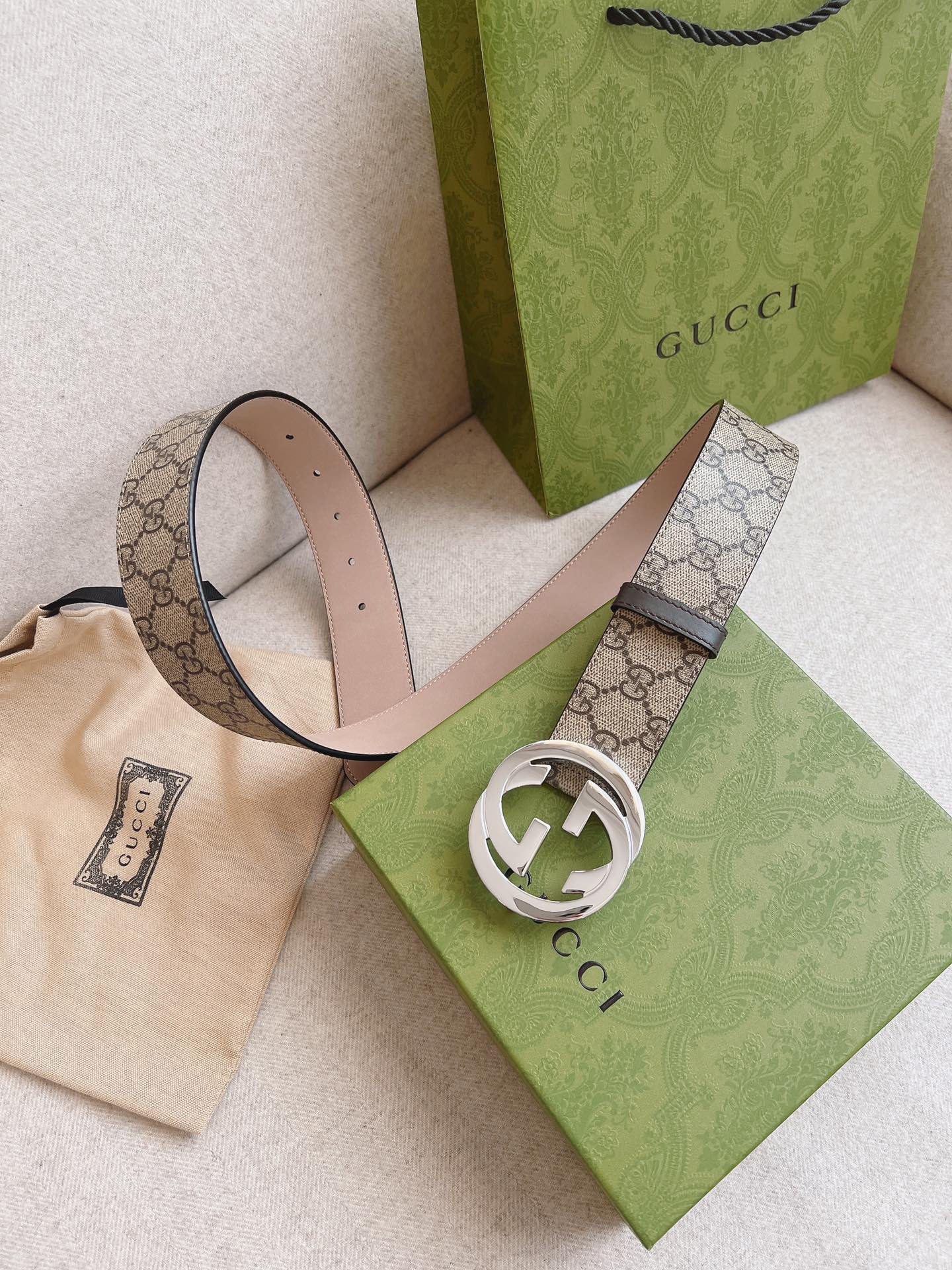 Gucci Leather Belt Canvas S-m