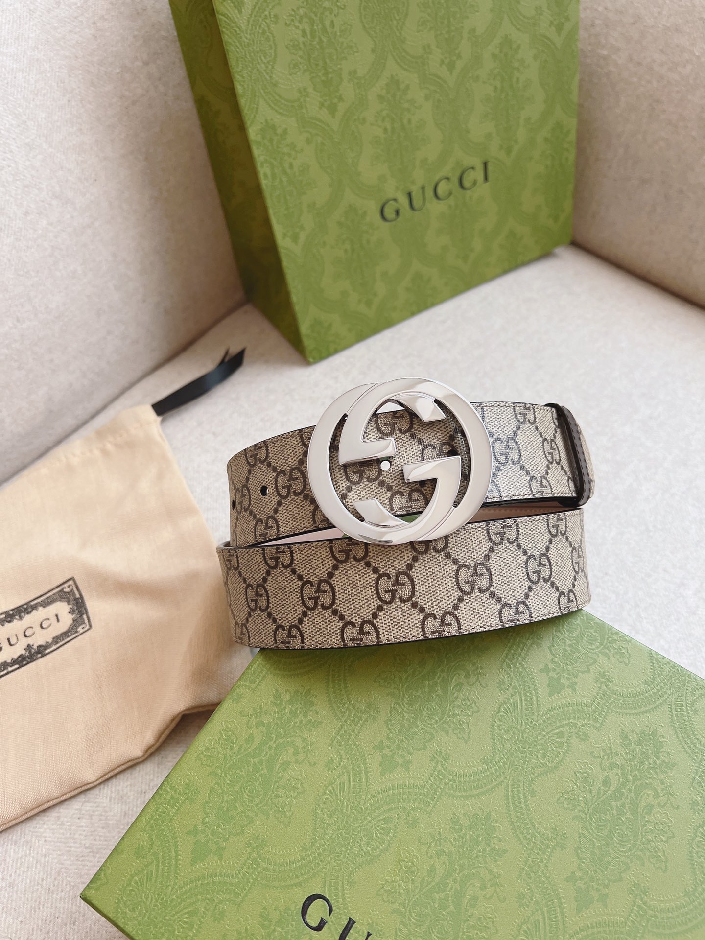 Gucci Leather Belt Canvas S-m