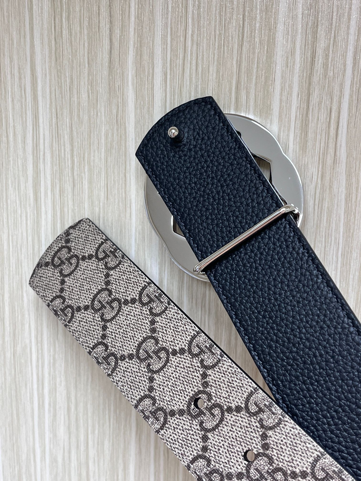 Gucci Male Canvas Belt Cow Leather Black S-m