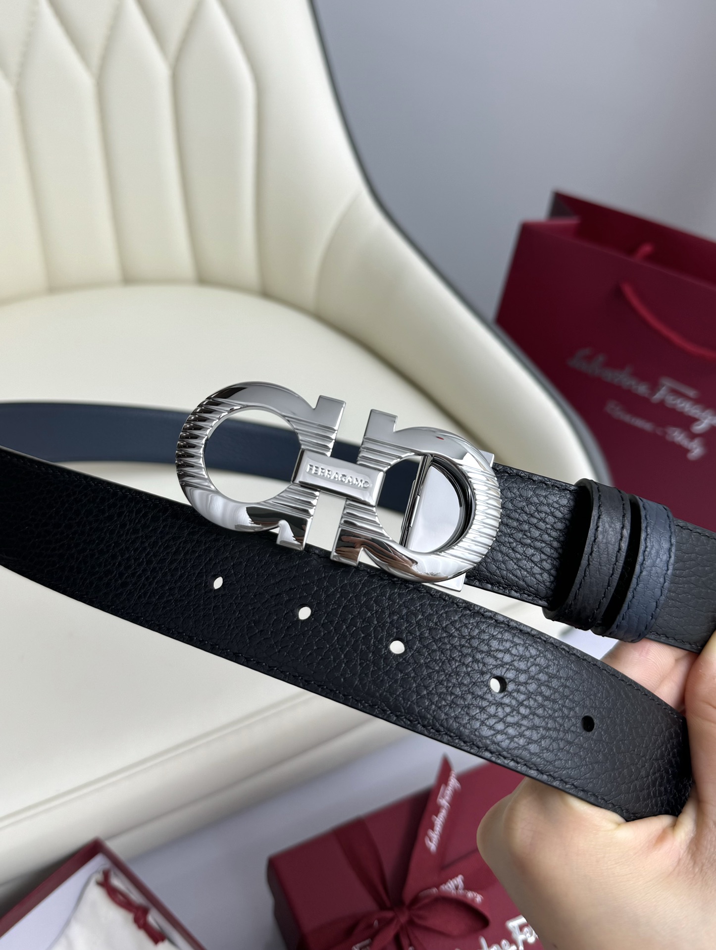Salvatore Ferragamo Male Leather Belt Cow Leather 13514-m