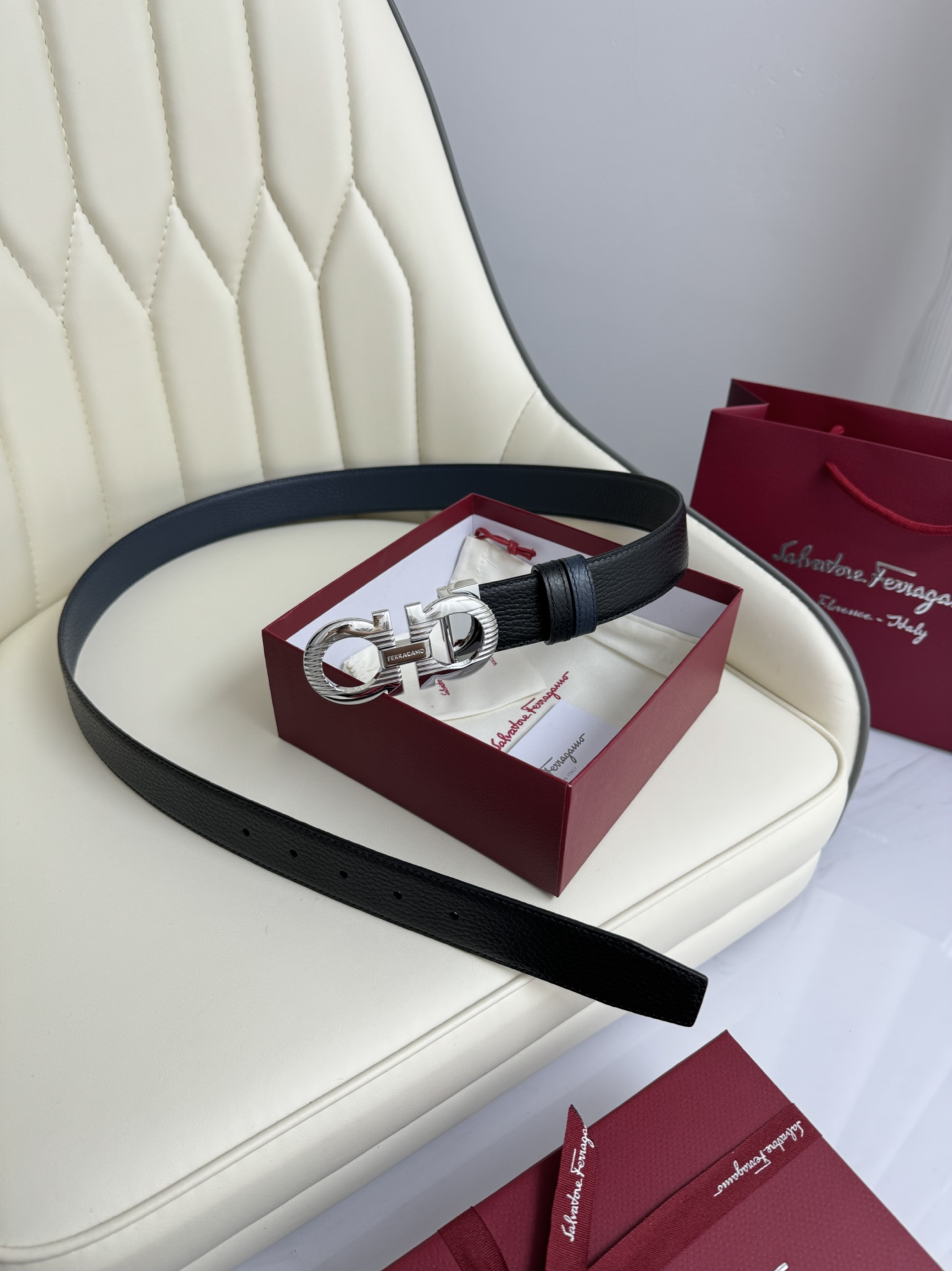 Salvatore Ferragamo Male Leather Belt Cow Leather 13514-m