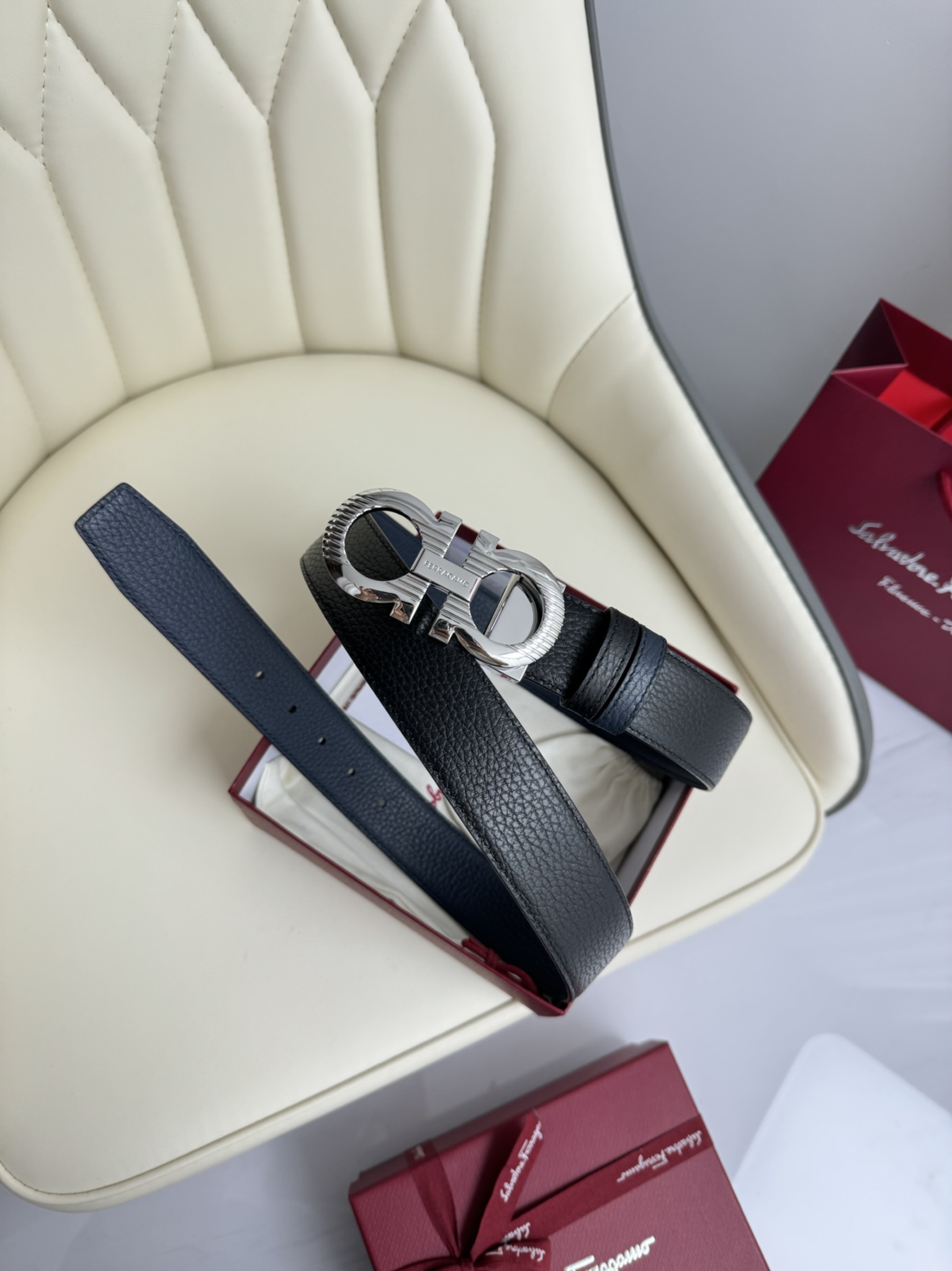 Salvatore Ferragamo Male Leather Belt Cow Leather 13514-m