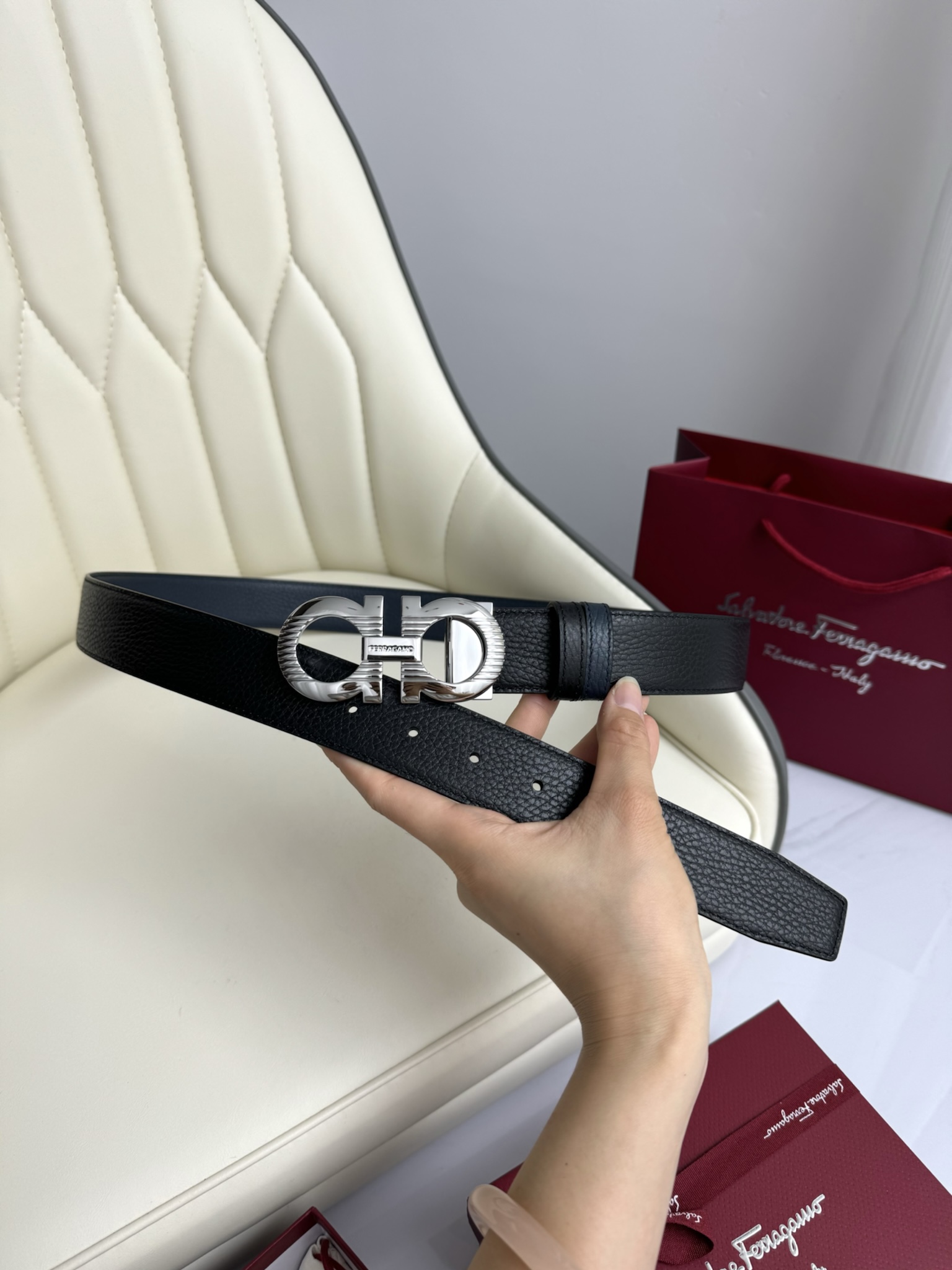 Salvatore Ferragamo Male Leather Belt Cow Leather 13514-m