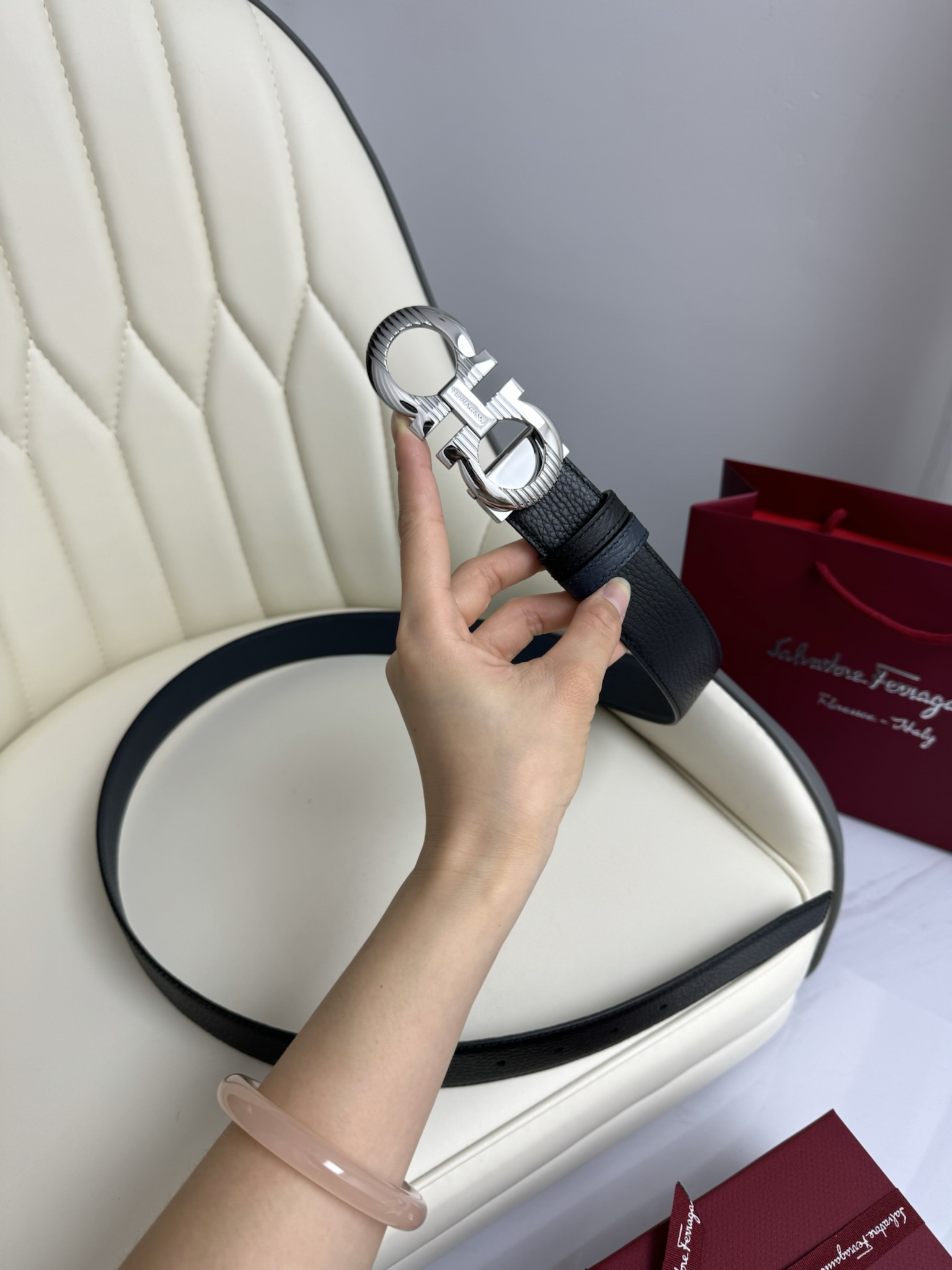 Salvatore Ferragamo Male Leather Belt Cow Leather 13514-m