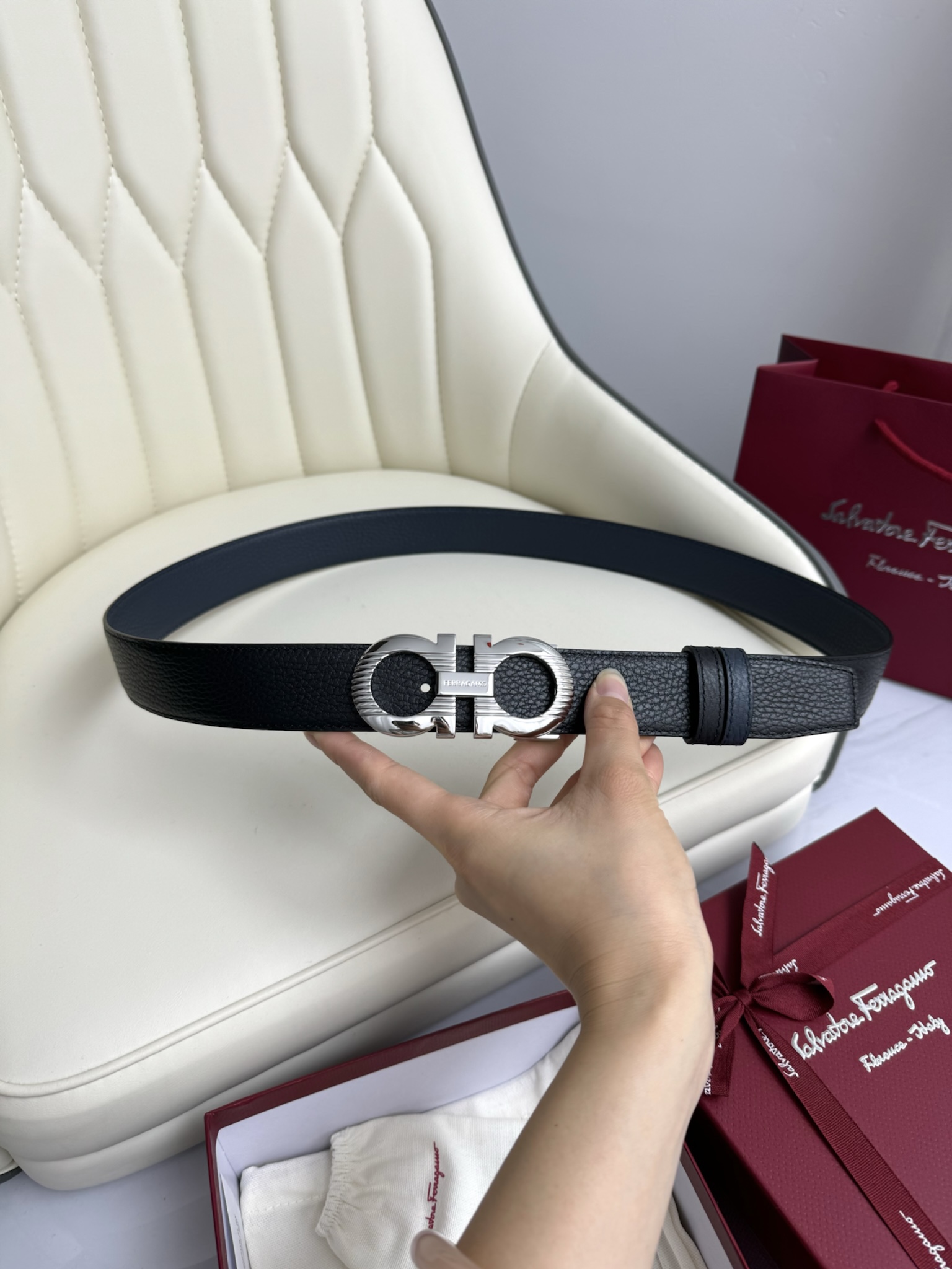 Salvatore Ferragamo Male Leather Belt Cow Leather 13514-m