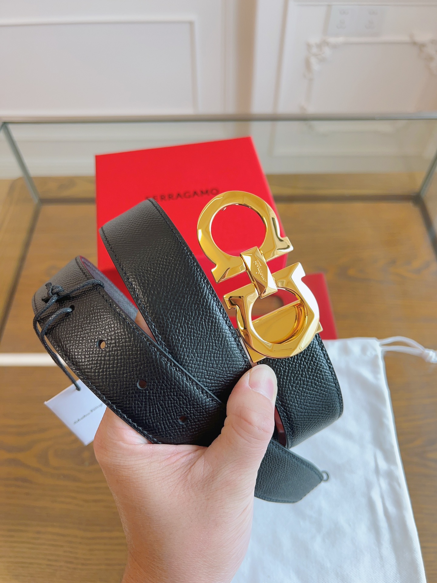 Salvatore Ferragamo Male Leather Belt Cow Leather M