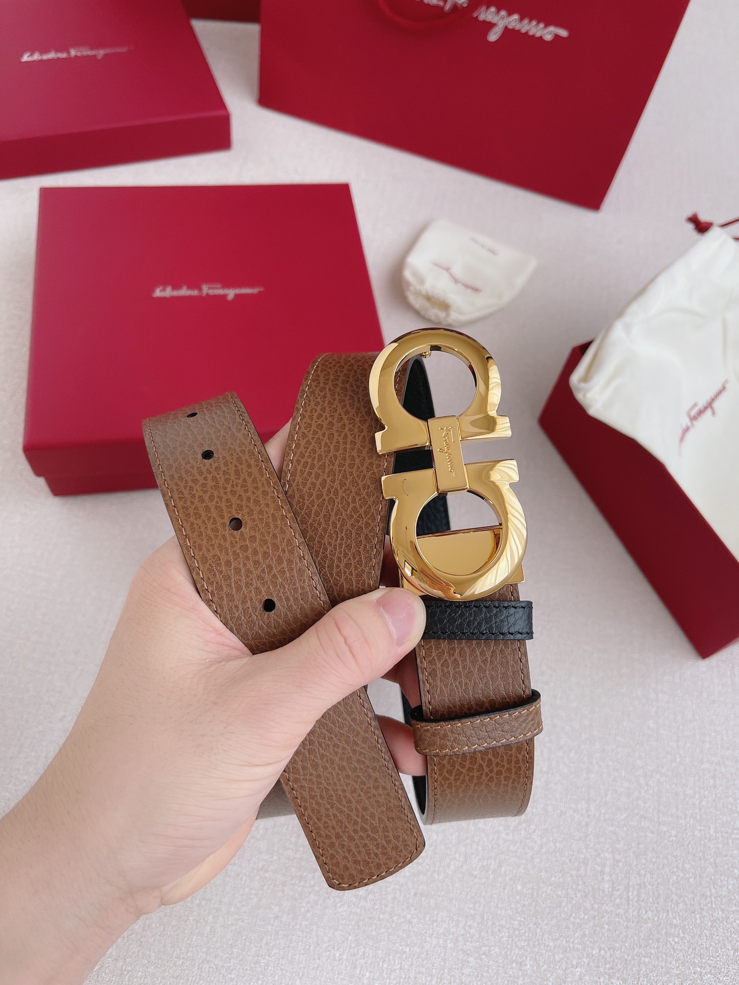 Salvatore Ferragamo Male Leather Belt Cow Leather M