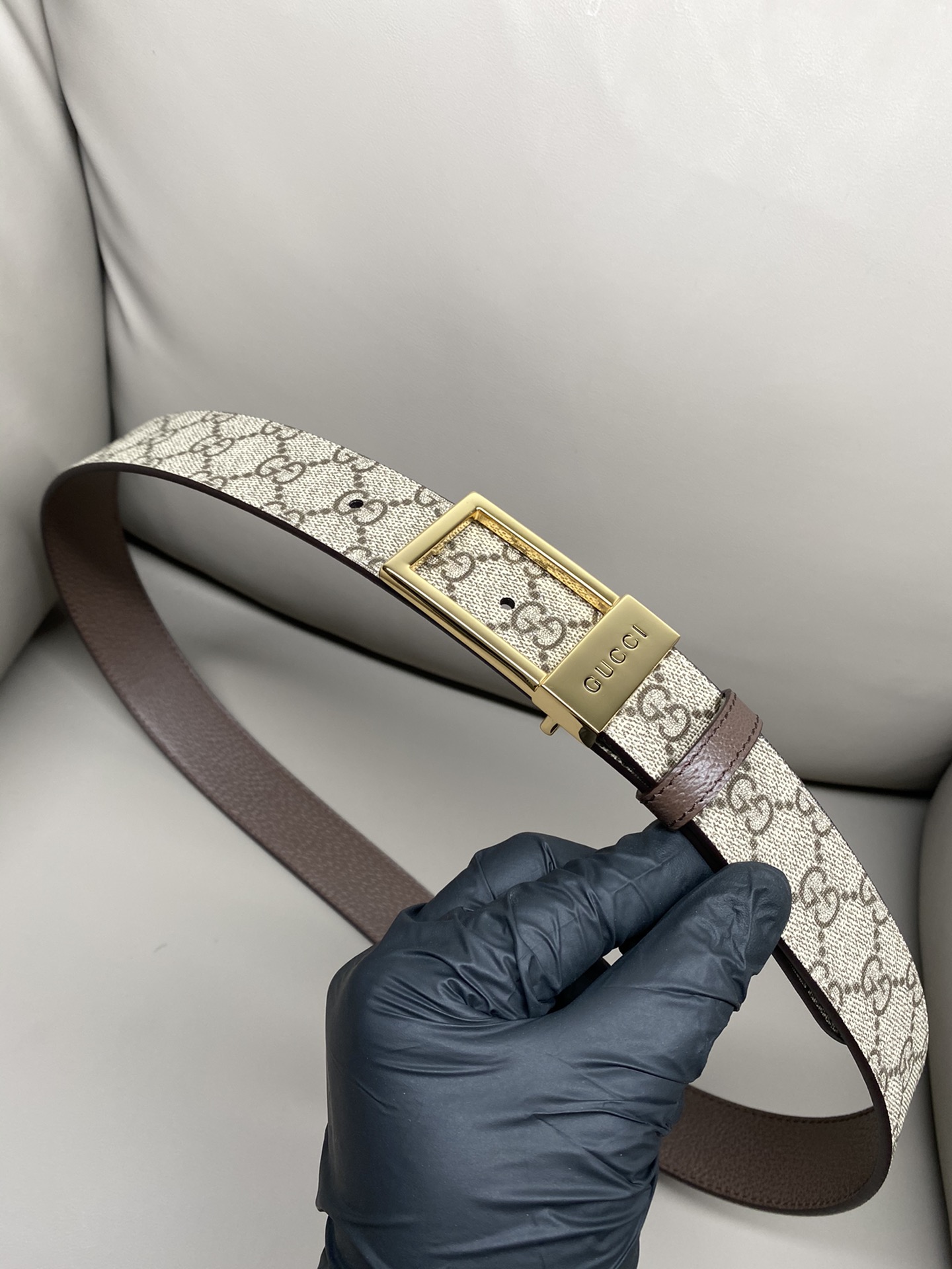 Gucci Basic Belt Canvas Beige S-m
