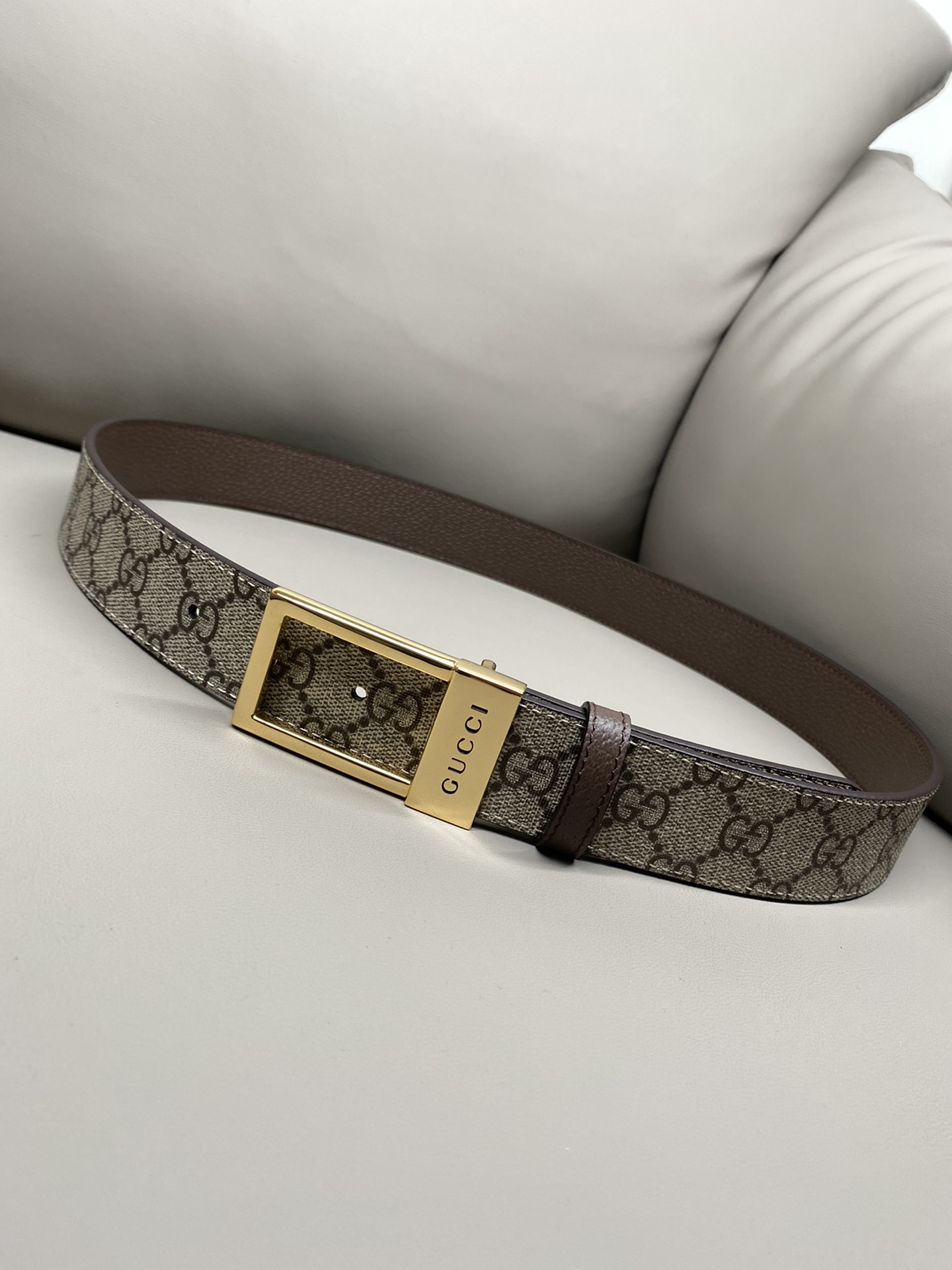 Gucci Basic Belt Canvas Beige S-m
