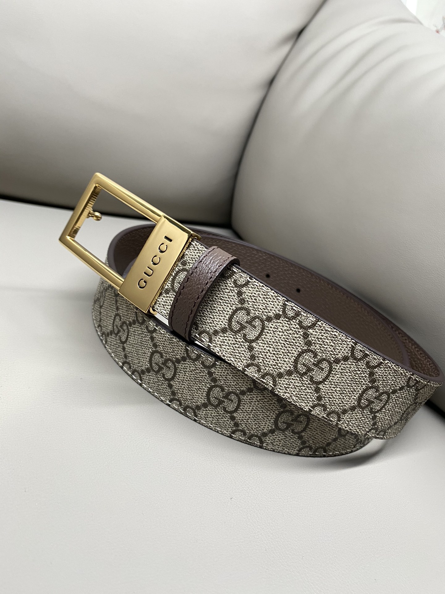 Gucci Basic Belt Canvas Beige S-m