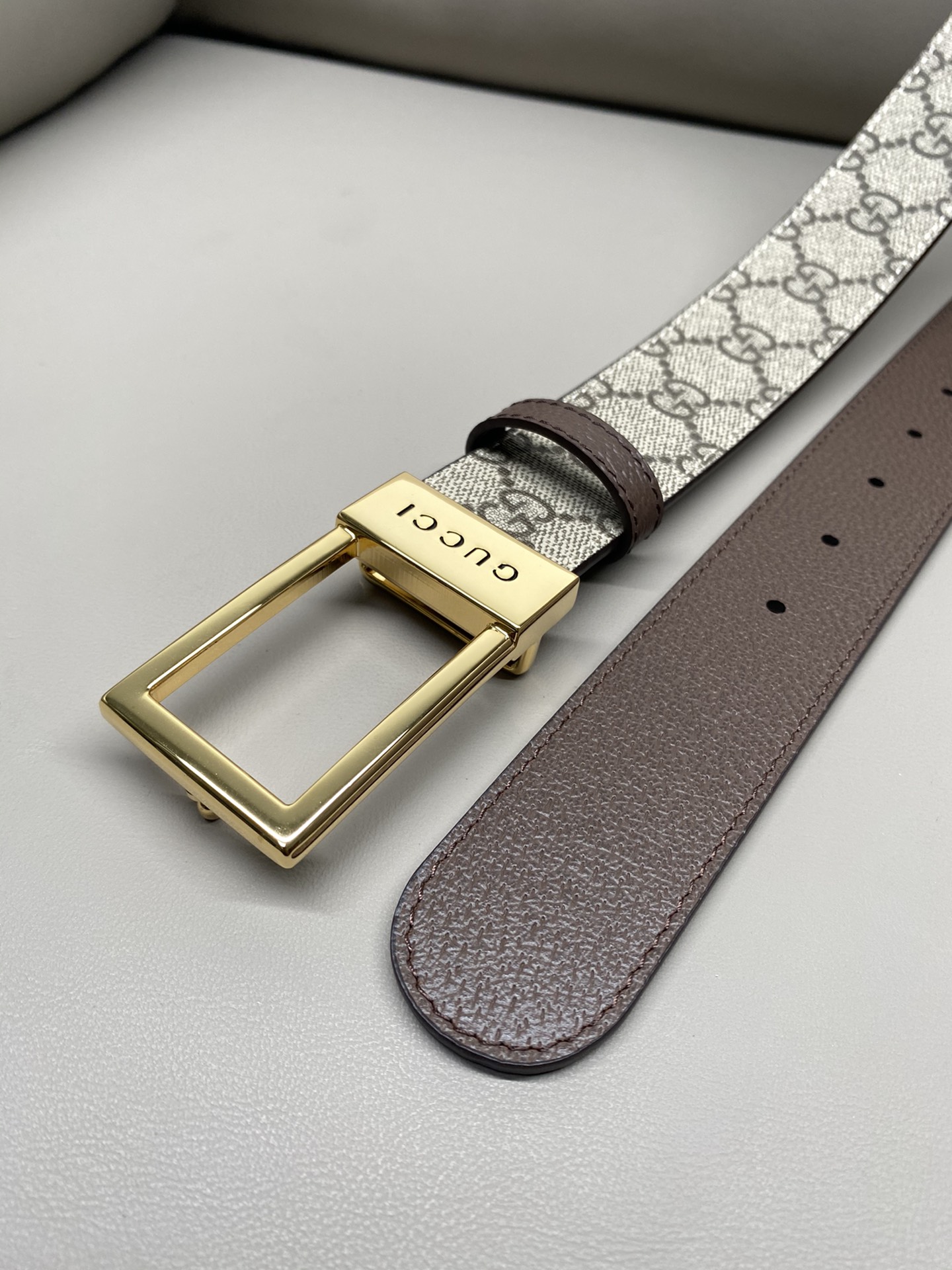 Gucci Basic Belt Canvas Beige S-m