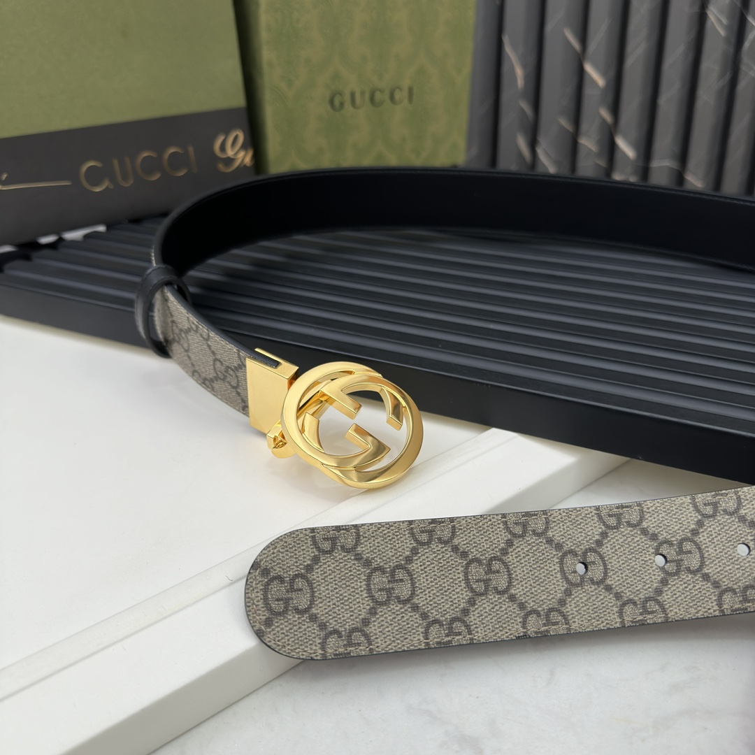 Gucci Basic Belt Cow Leather Beige S-m