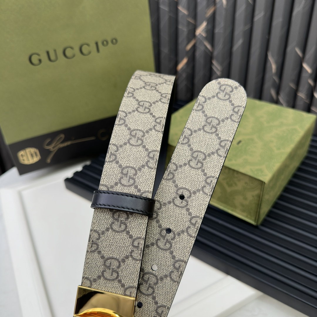 Gucci Basic Belt Cow Leather Beige S-m