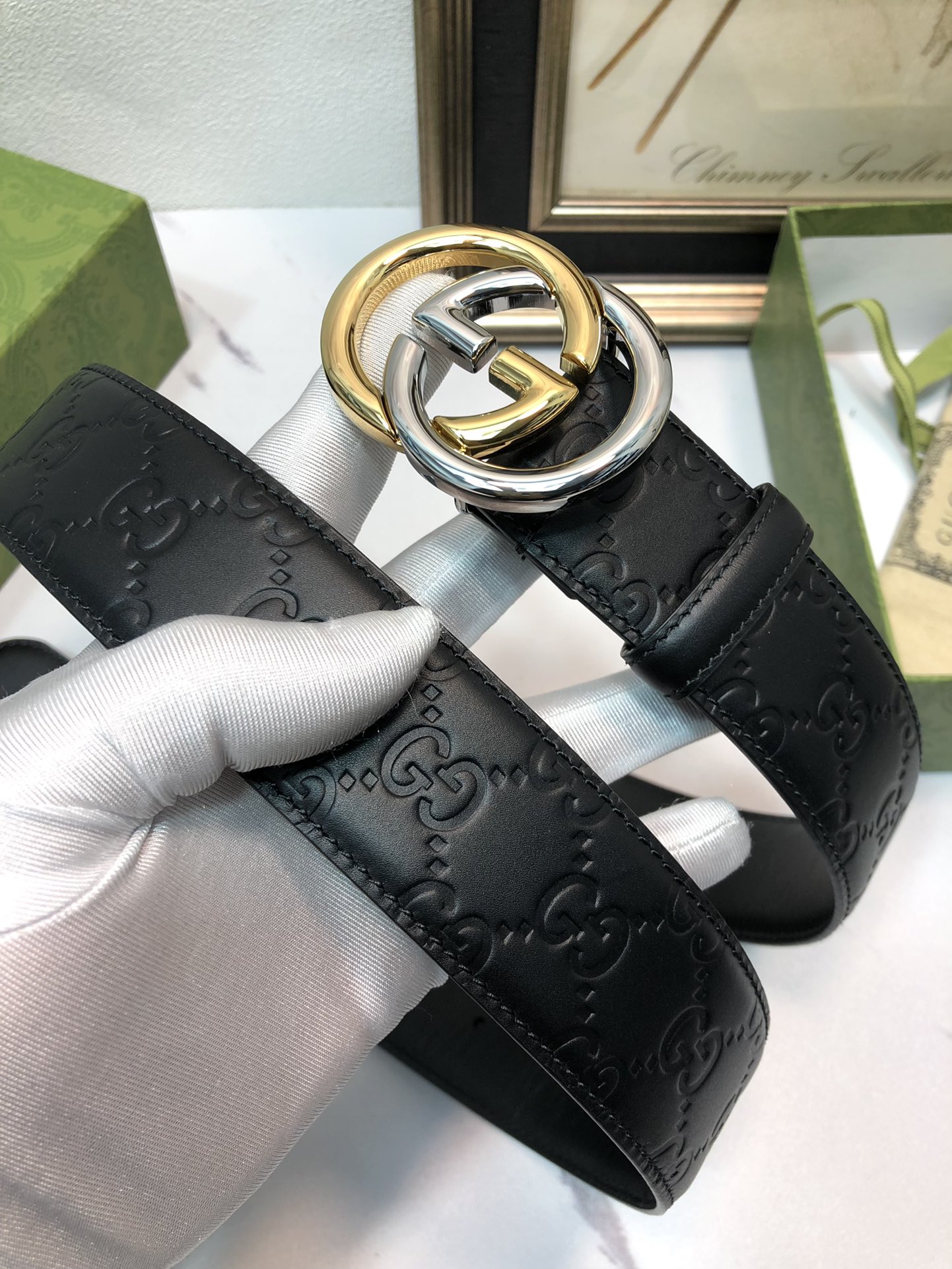 Gucci Male Leather Belt Top Grain Leather M