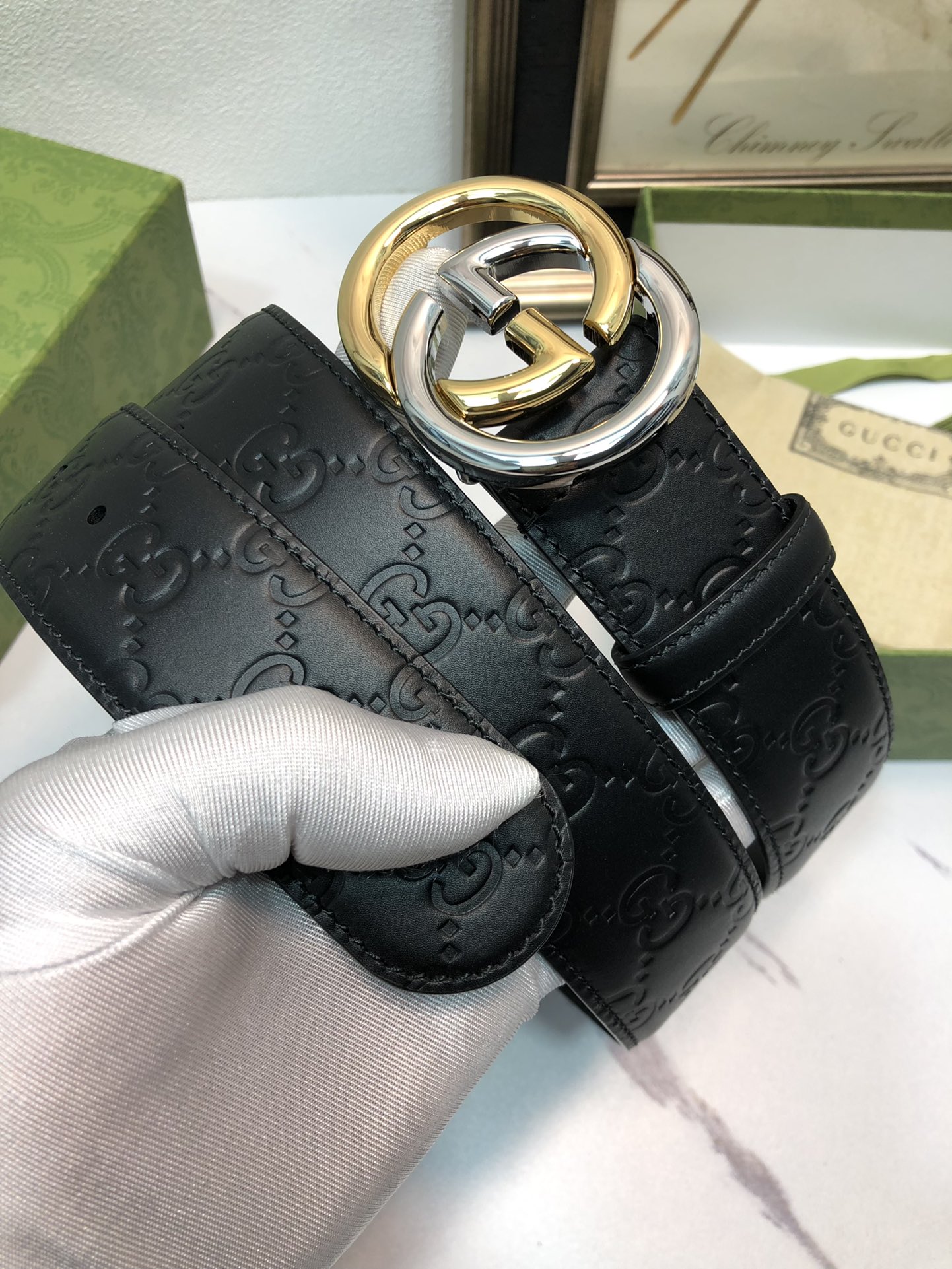 Gucci Male Leather Belt Top Grain Leather M