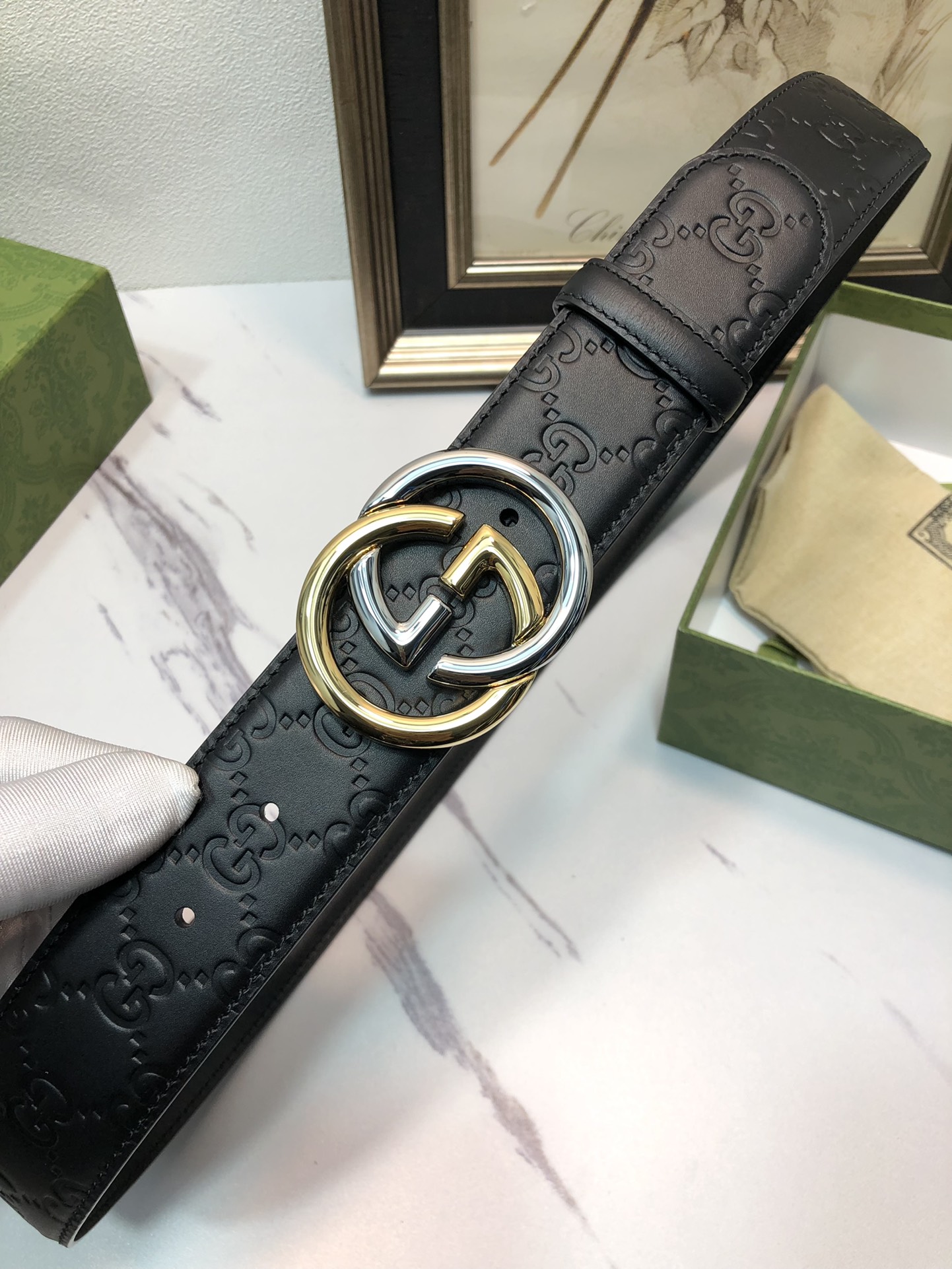 Gucci Male Leather Belt Top Grain Leather M