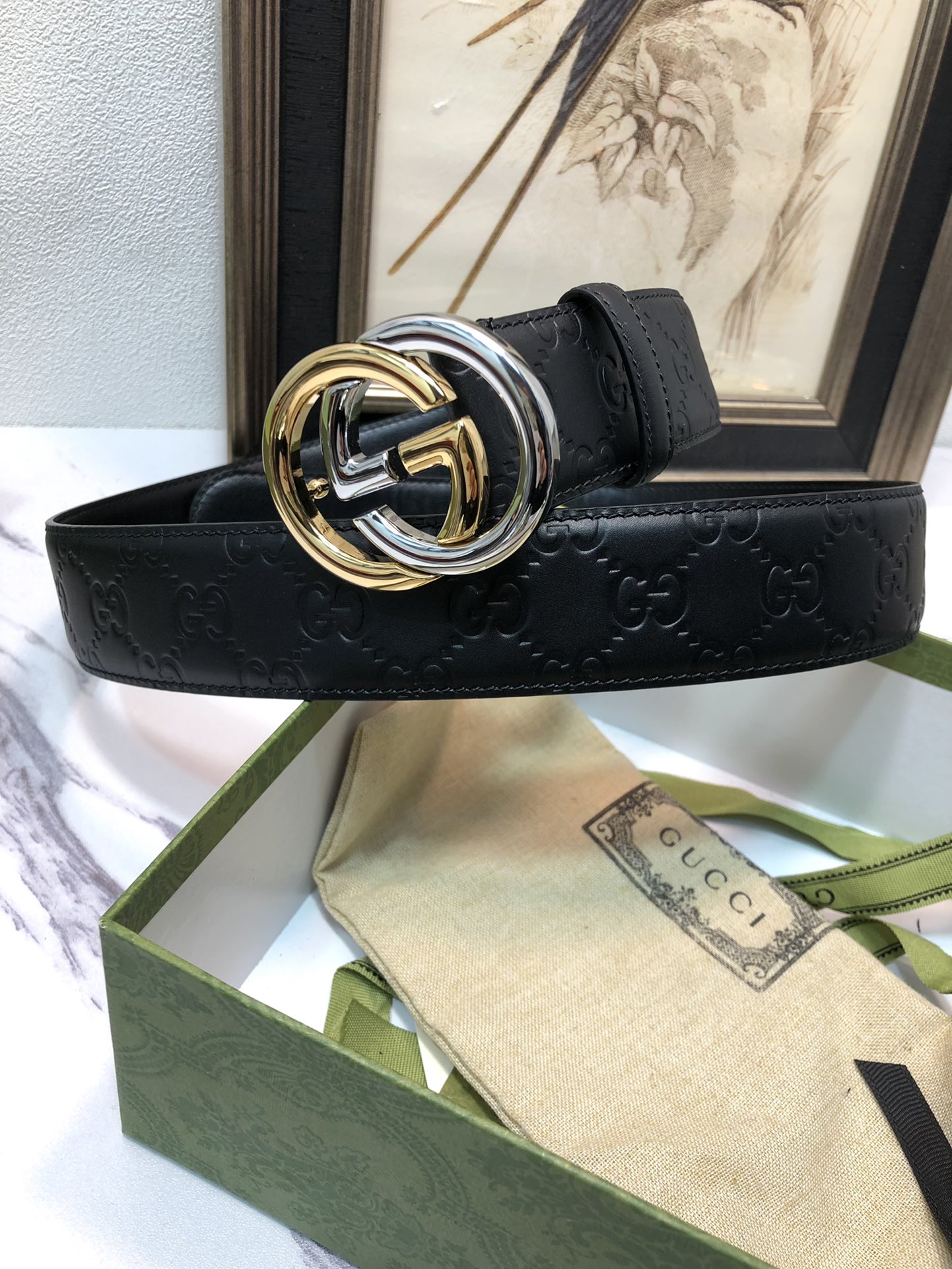 Gucci Male Leather Belt Top Grain Leather M
