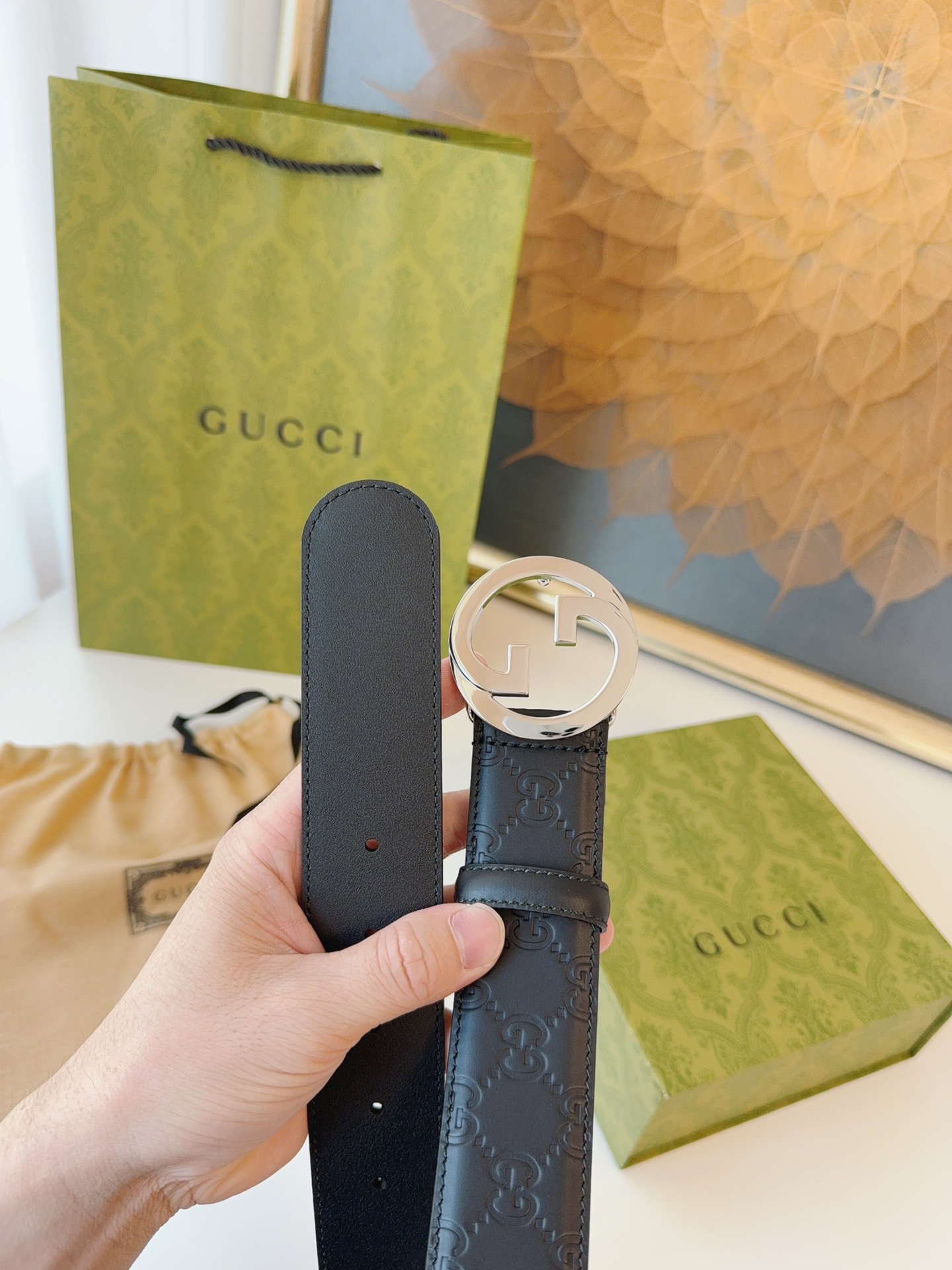 Gucci Basic Belt Cow Leather S-m
