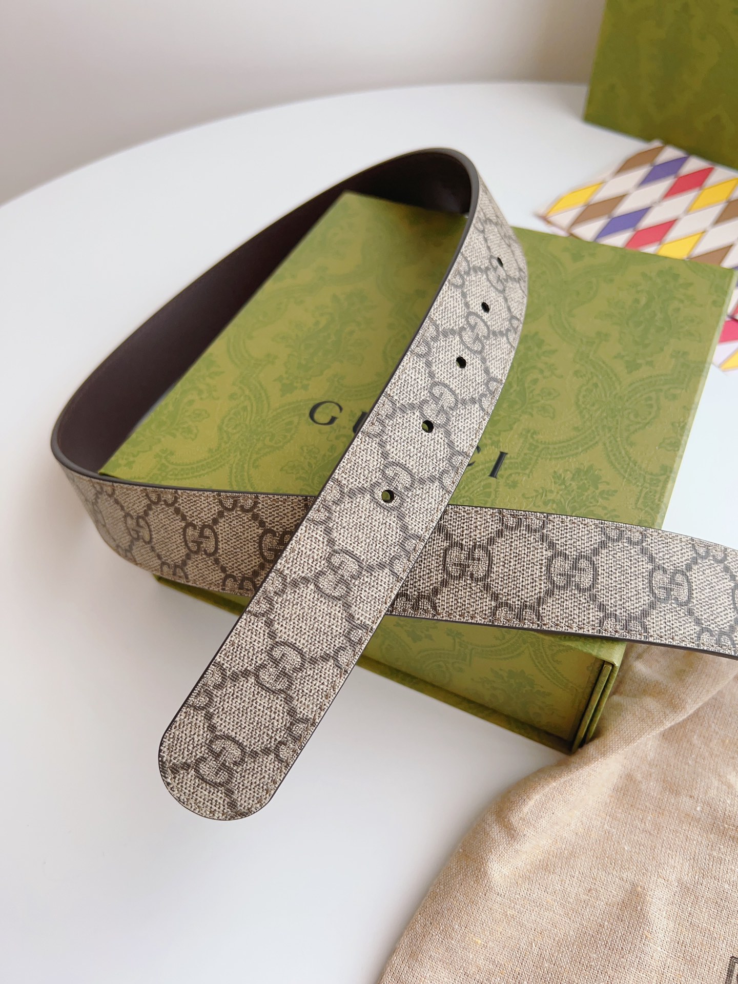 Gucci Basic Belt Canvas Beige S-m