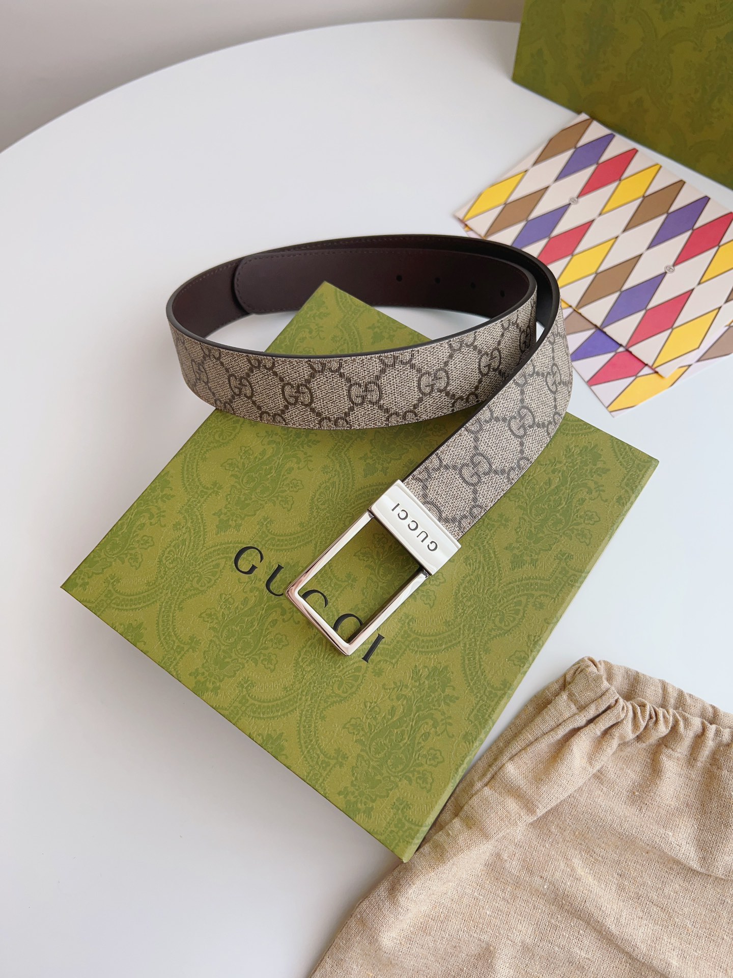 Gucci Basic Belt Canvas Beige S-m