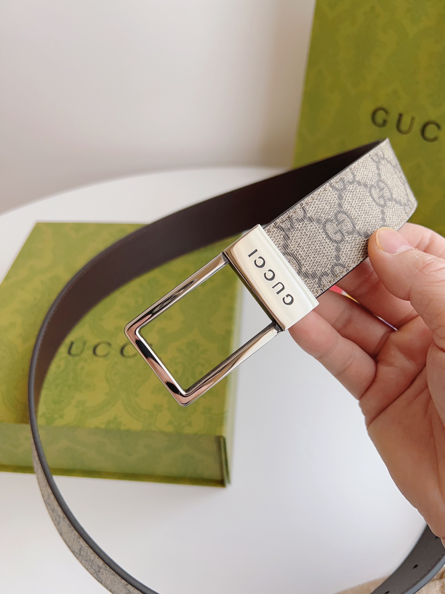Gucci Basic Belt Canvas Beige S-m