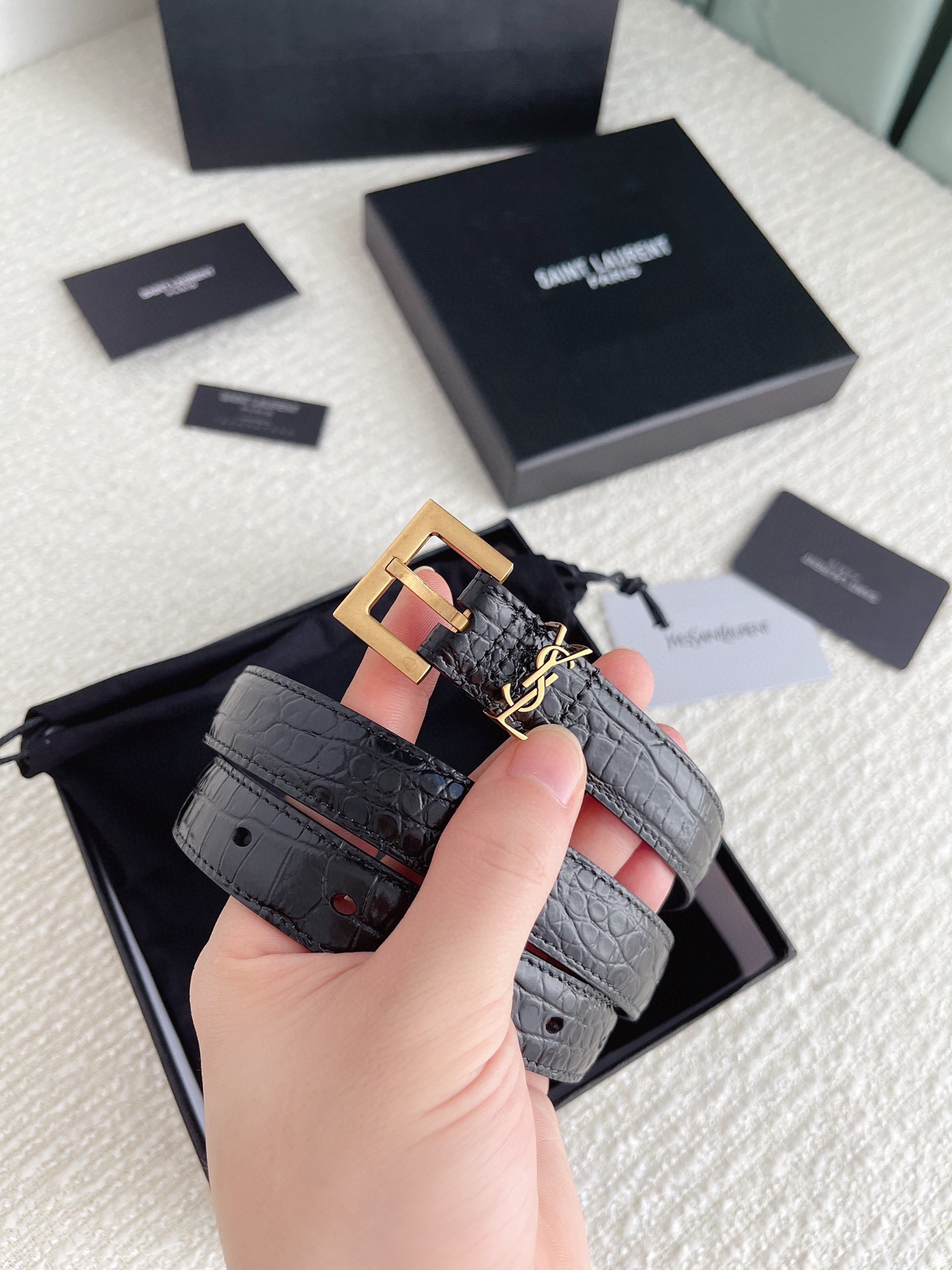 Saint Laurent Female Basic Belt Cow Leather S-m-l