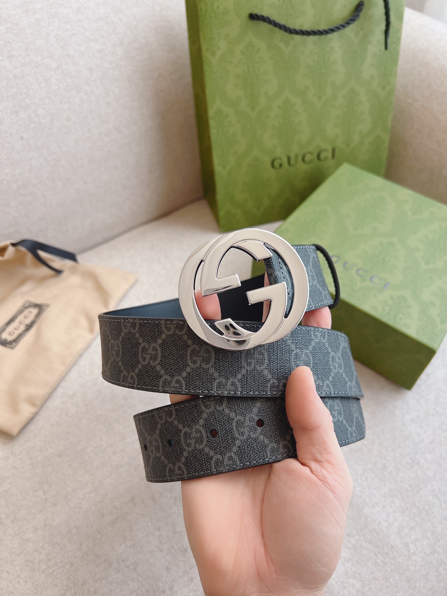 Gucci Leather Belt Canvas S-m