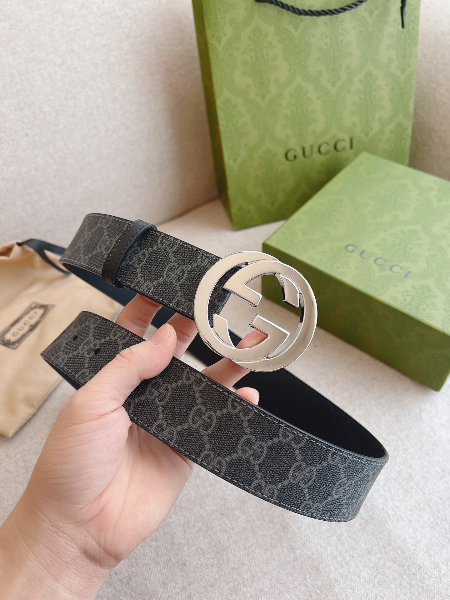 Gucci Leather Belt Canvas S-m