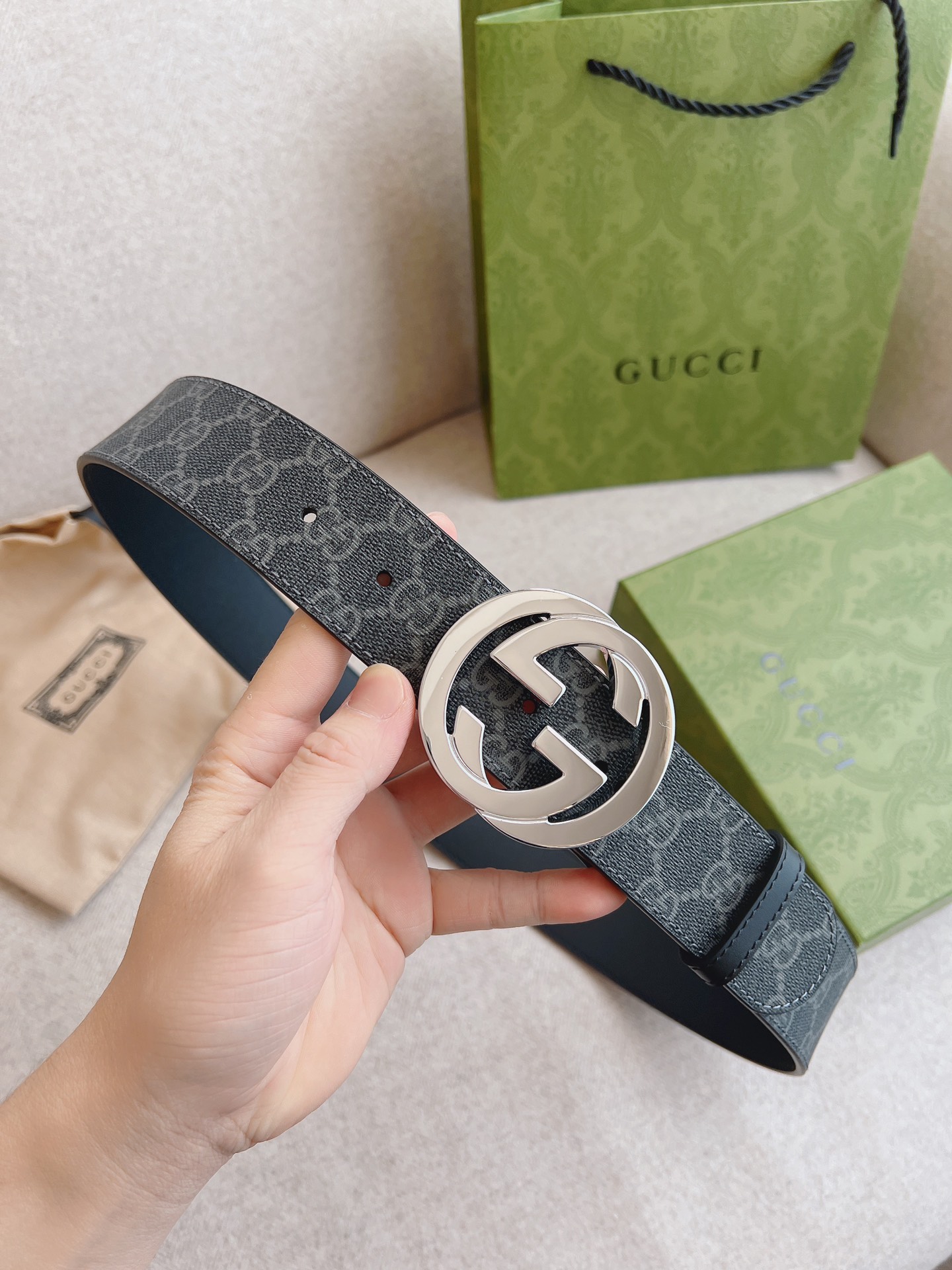 Gucci Leather Belt Canvas S-m