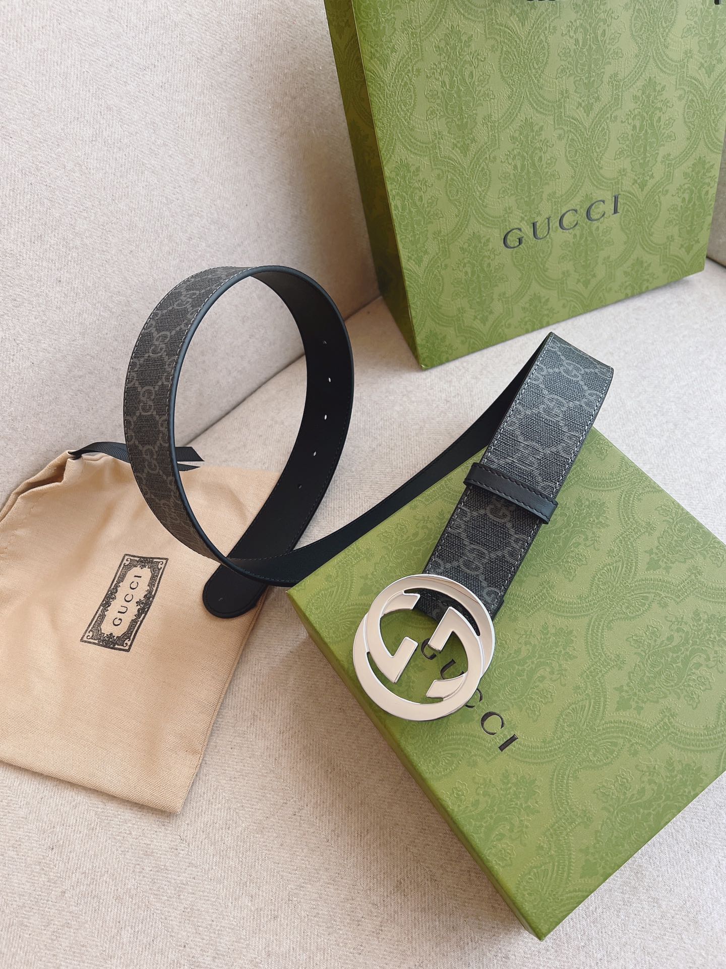 Gucci Leather Belt Canvas S-m