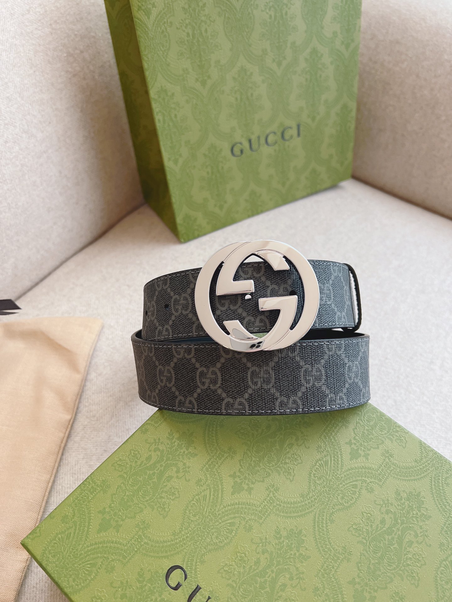 Gucci Leather Belt Canvas S-m