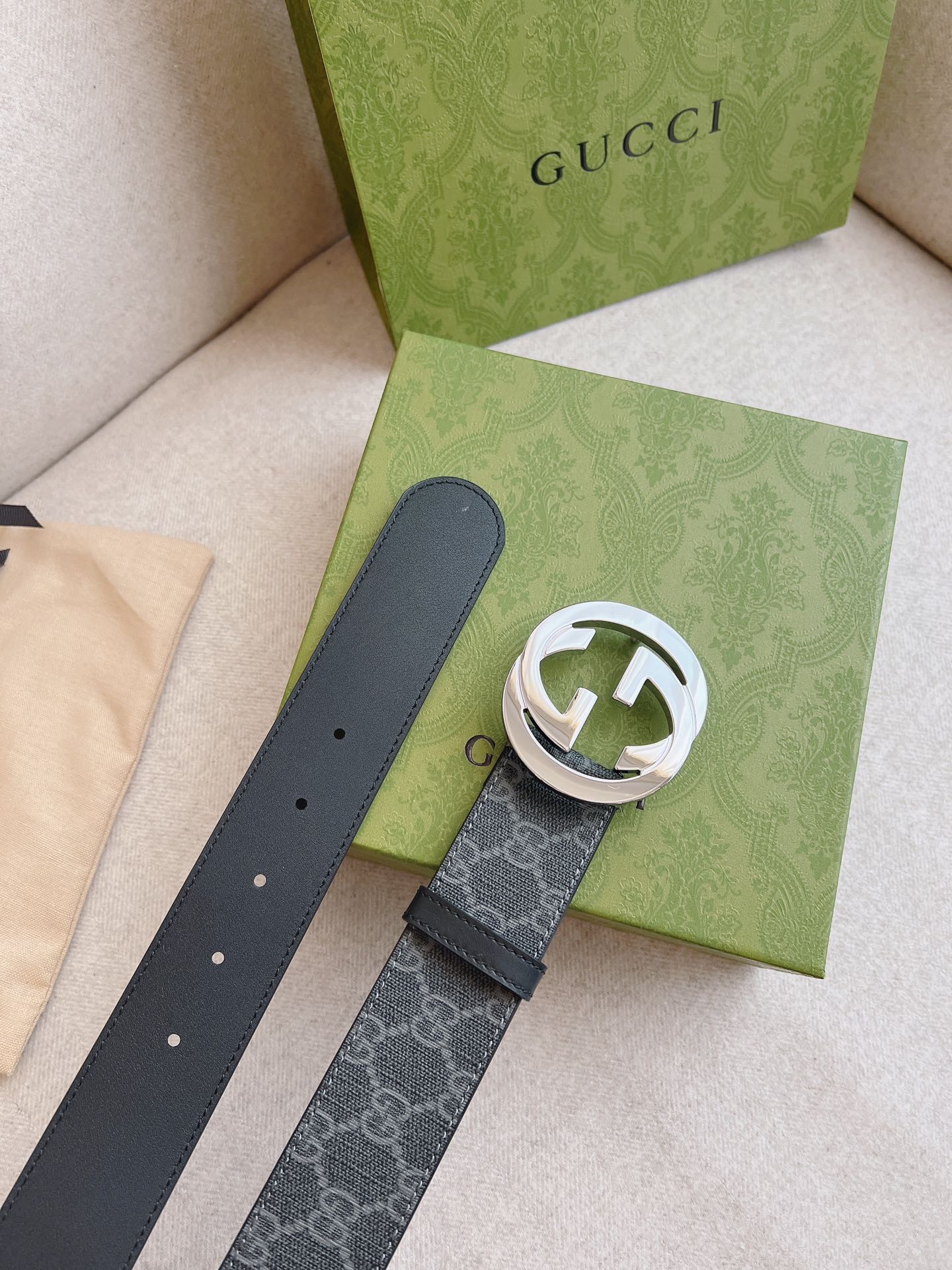 Gucci Leather Belt Canvas S-m